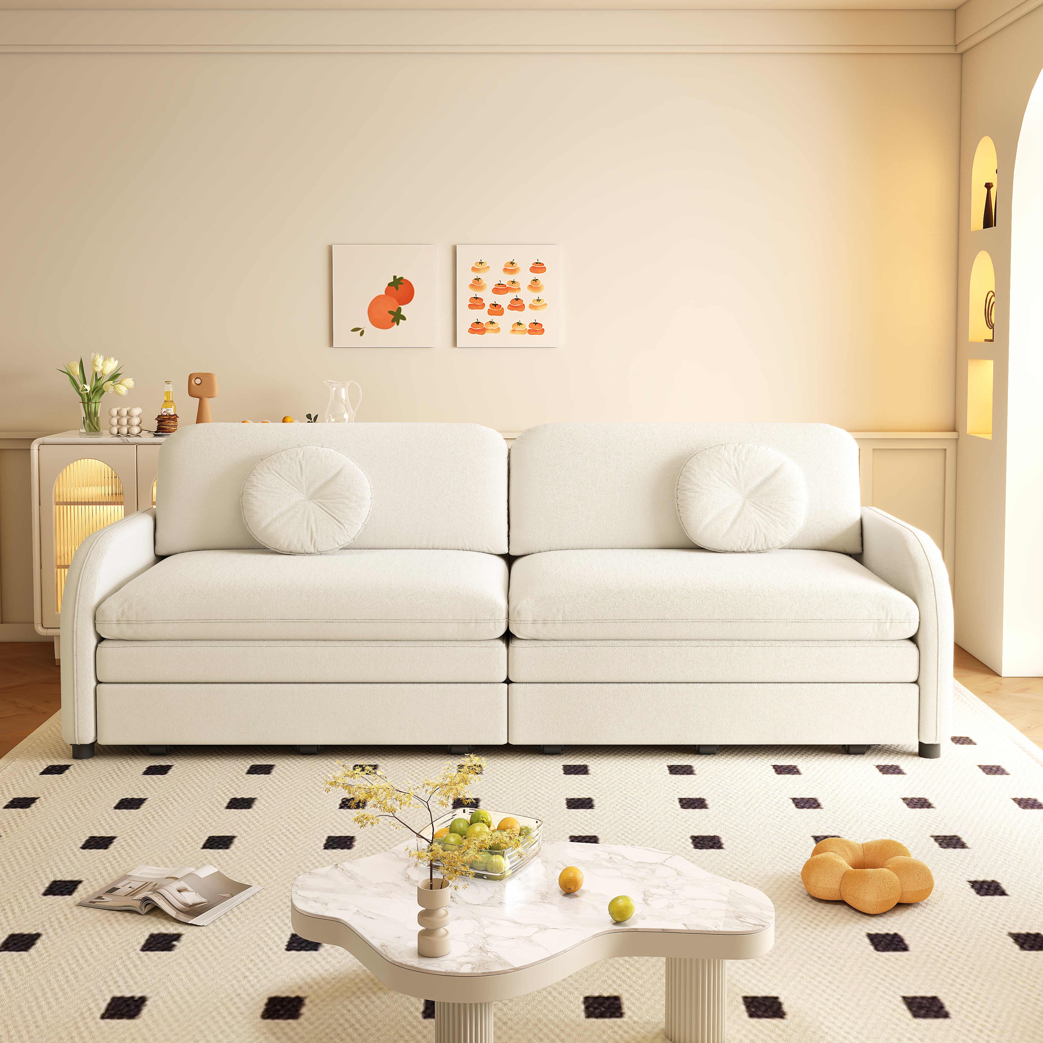 Layton 81" Upholstered Pull-Out Sleeper Sofa with Side Pocket and USB Port