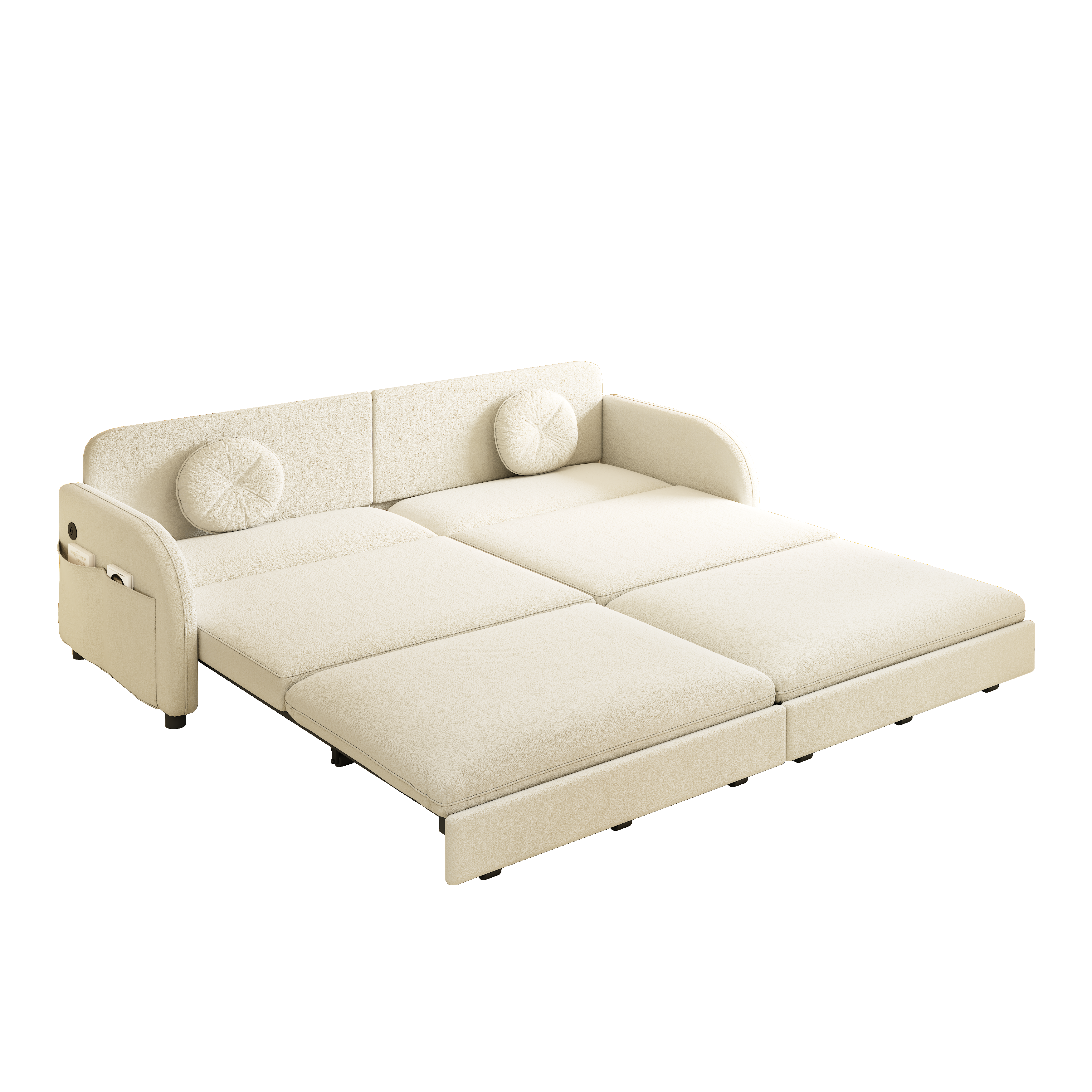 Layton 81" Upholstered Pull-Out Sleeper Sofa with Side Pocket and USB Port