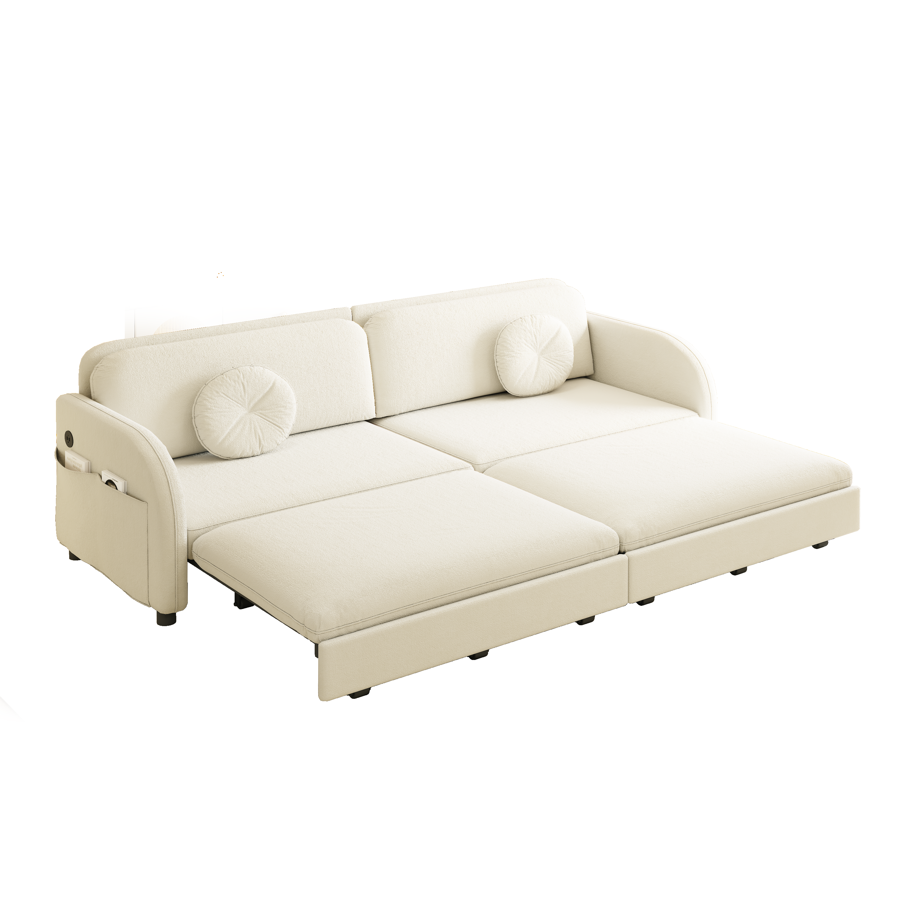Layton 81" Upholstered Pull-Out Sleeper Sofa with Side Pocket and USB Port