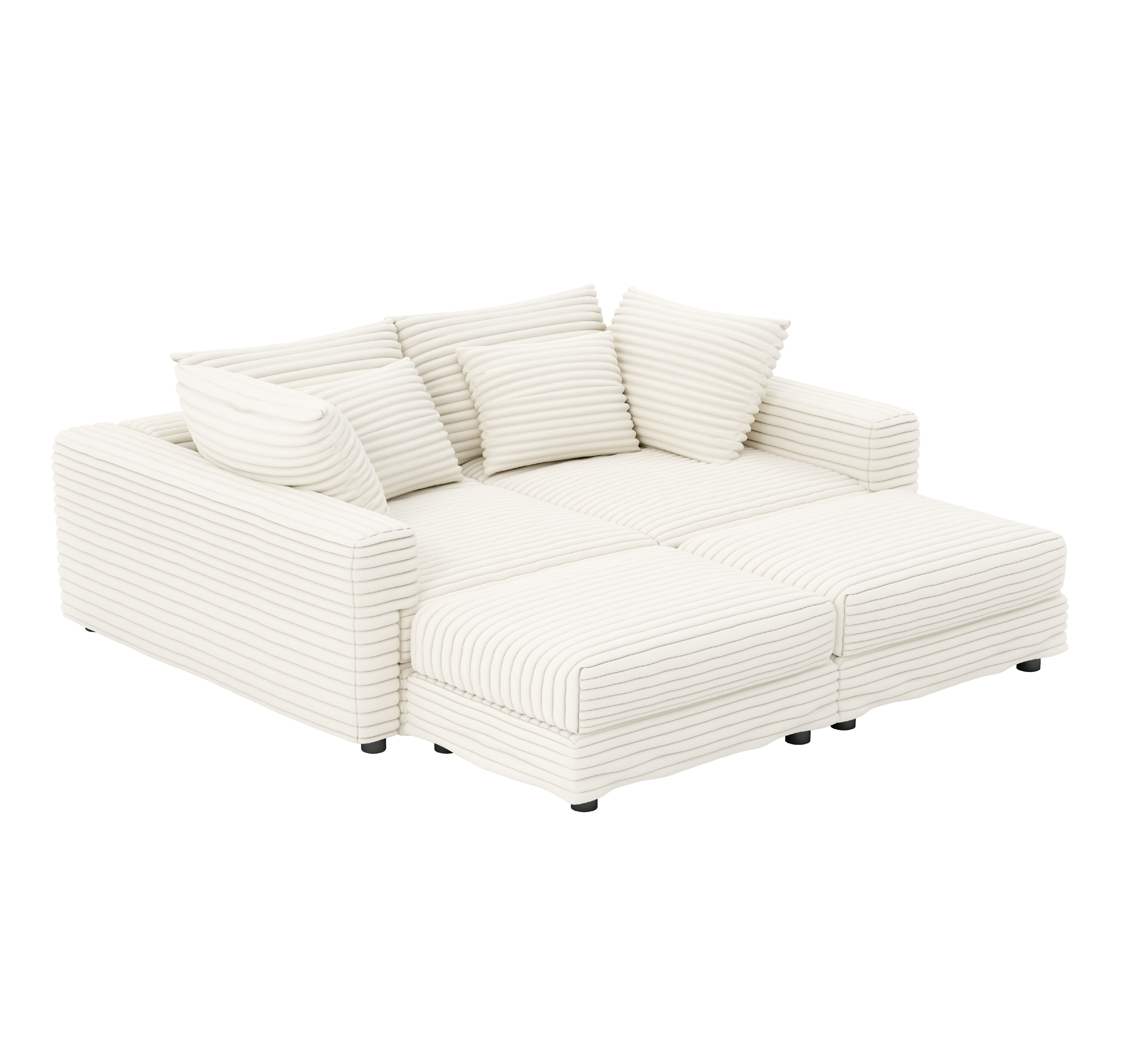 Norwalk 102" Modular Plush Corduroy U-Shaped Sectional Sofa with 2 Movable Ottomans