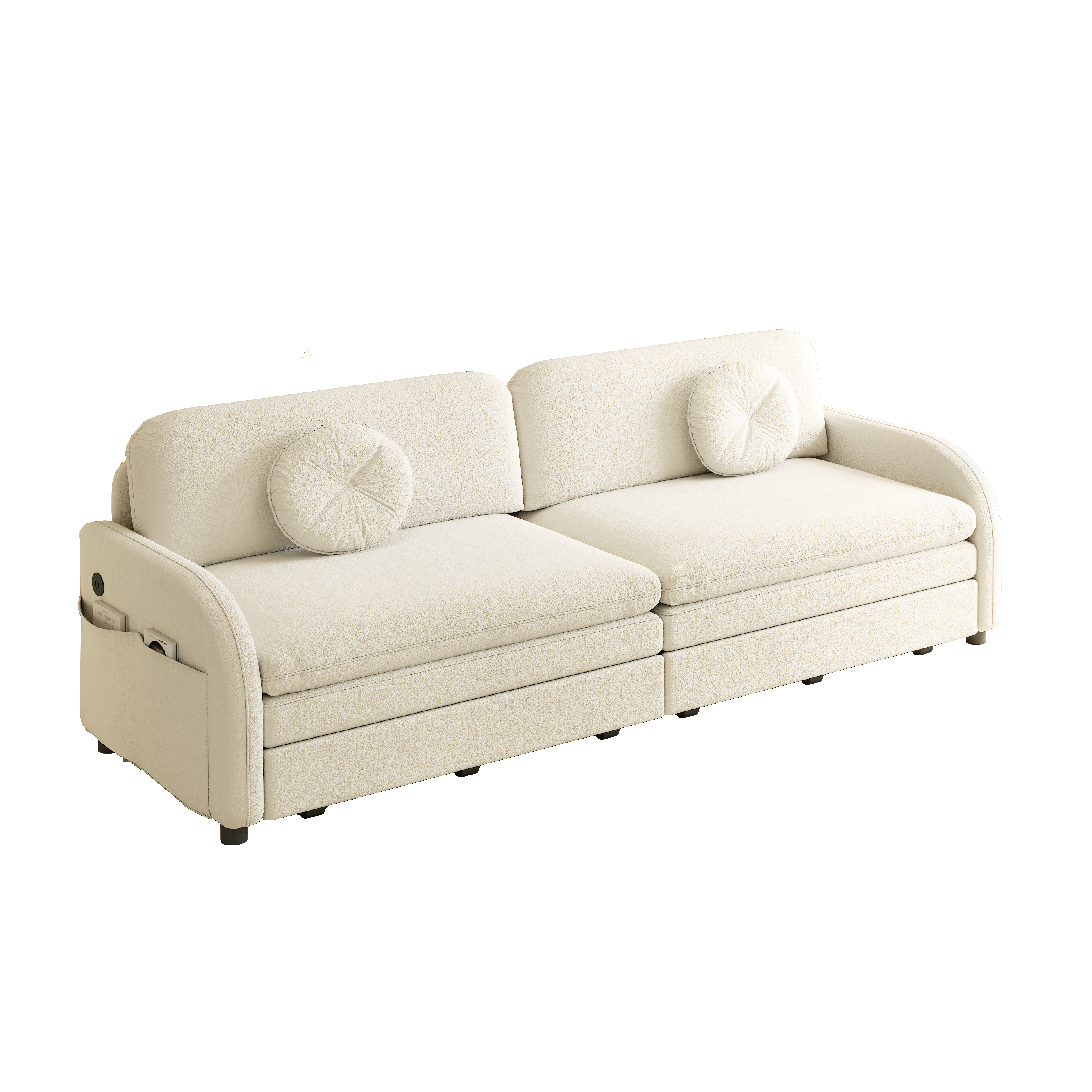 Layton 81" Upholstered Pull-Out Sleeper Sofa with Side Pocket and USB Port