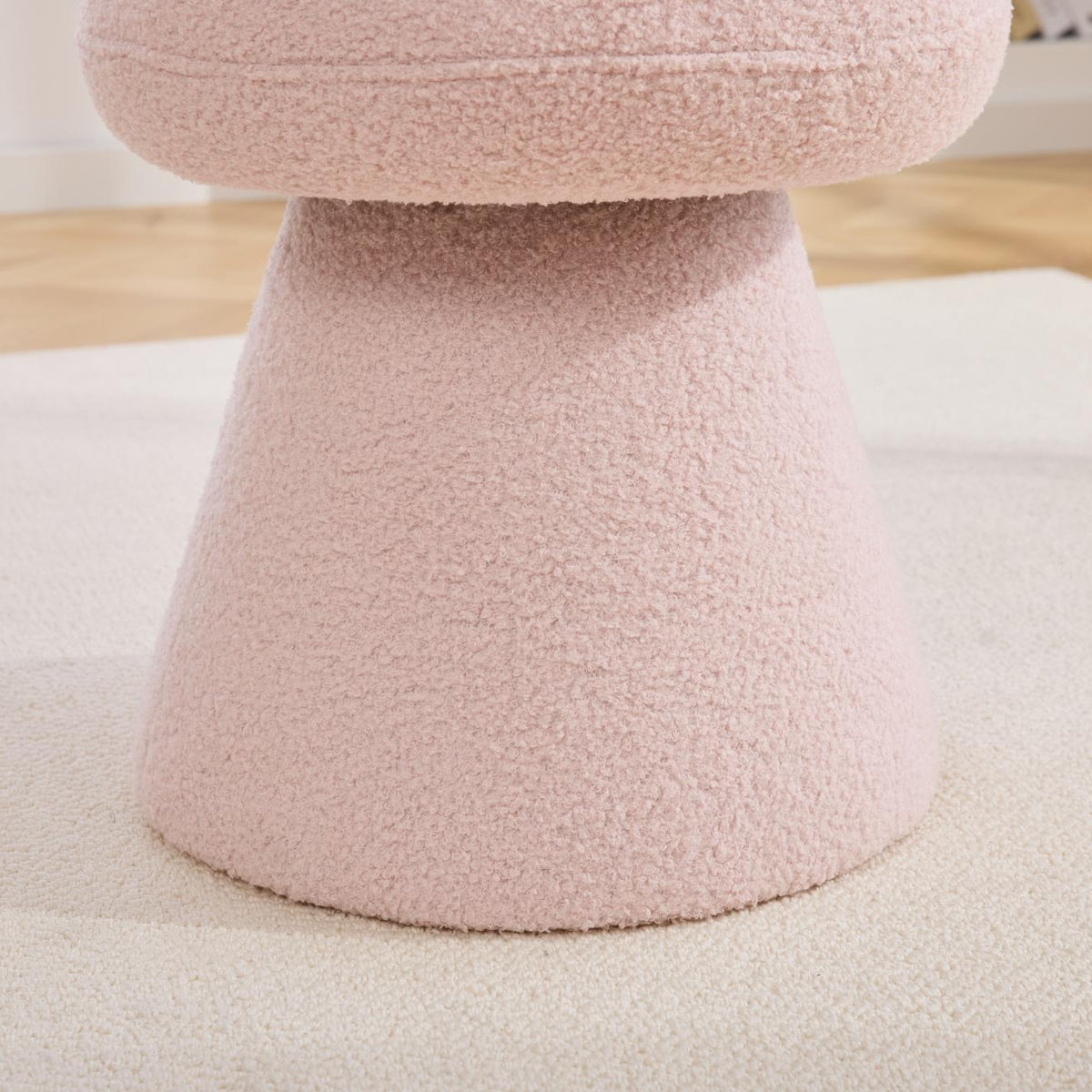 Moraine 16" Teddy Fabric Mushroom Ottoman Stool