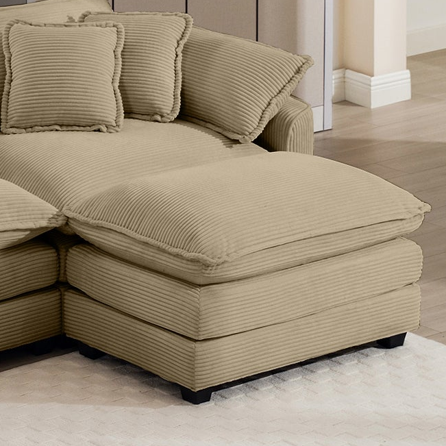 Arizona 115" Modular Corduroy L-Shaped Sectional Sofa with with Ottoman