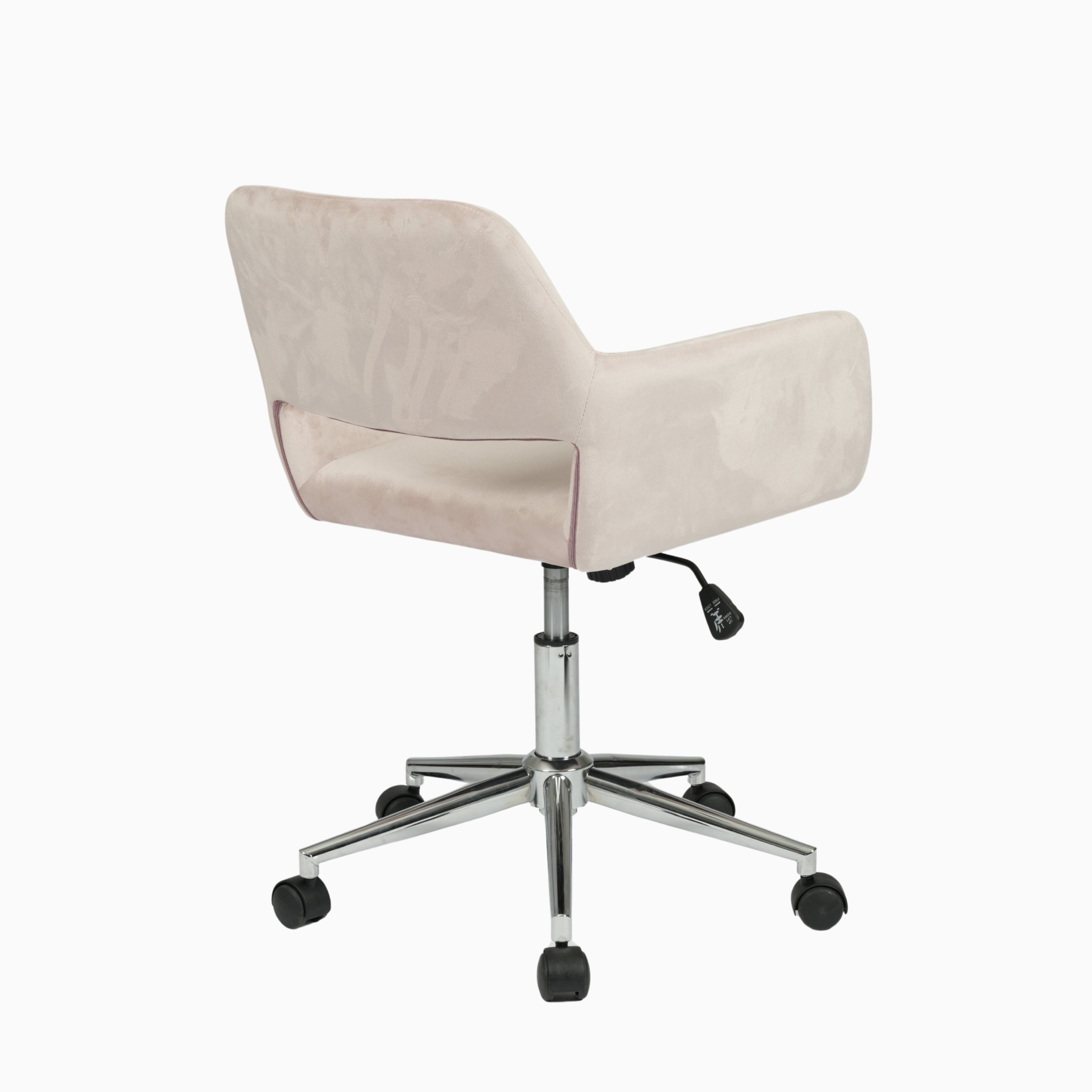 ROSS Velvet Swivel Desk Chair with Arms, Adjustable Height Task Chair on Wheels, Chrome Base, Blush Pink