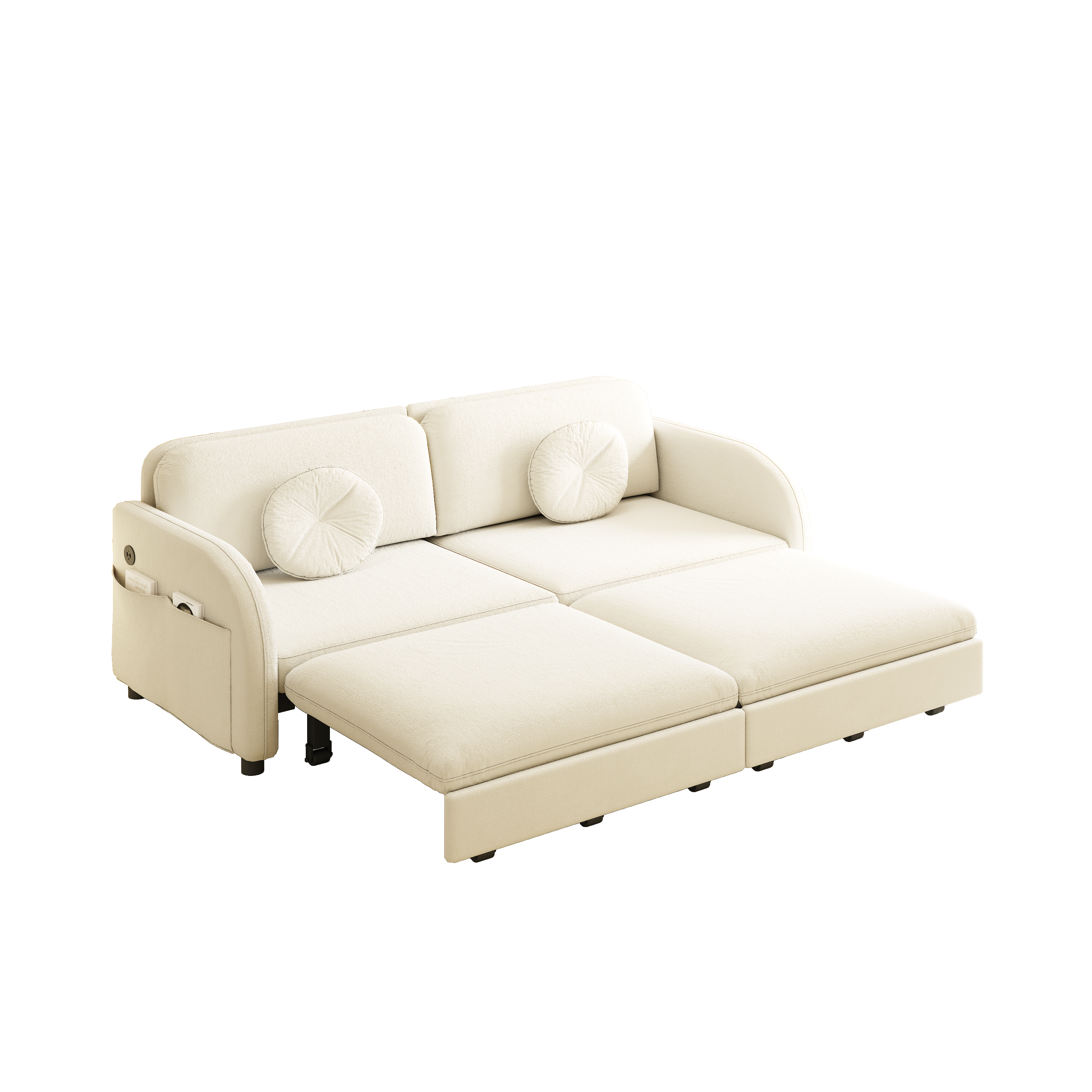 Layton 65" Upholstered Pull-Out Sleeper Sofa with Side Pocket and USB Port