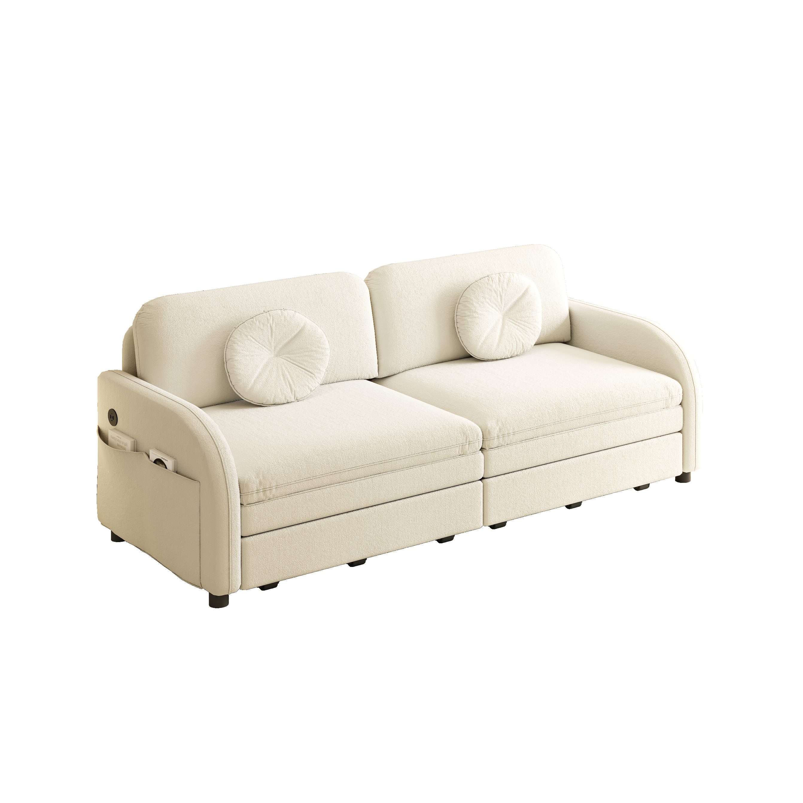 Layton 65" Upholstered Pull-Out Sleeper Sofa with Side Pocket and USB Port