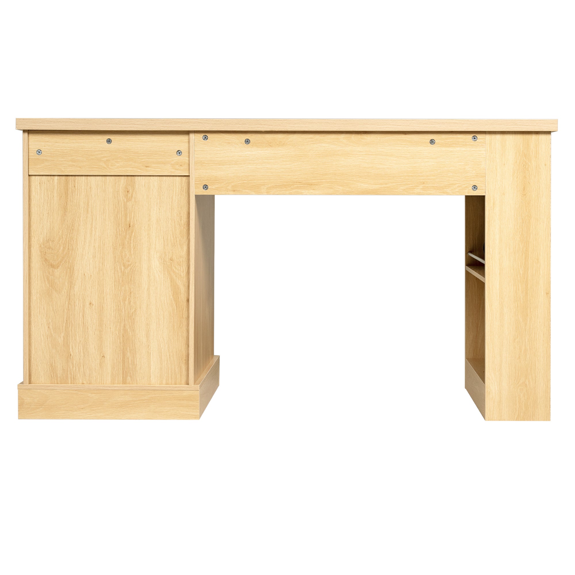 Vexon 55" Modern Fluted Writing Desk with Storage Cabinet and Charging Station