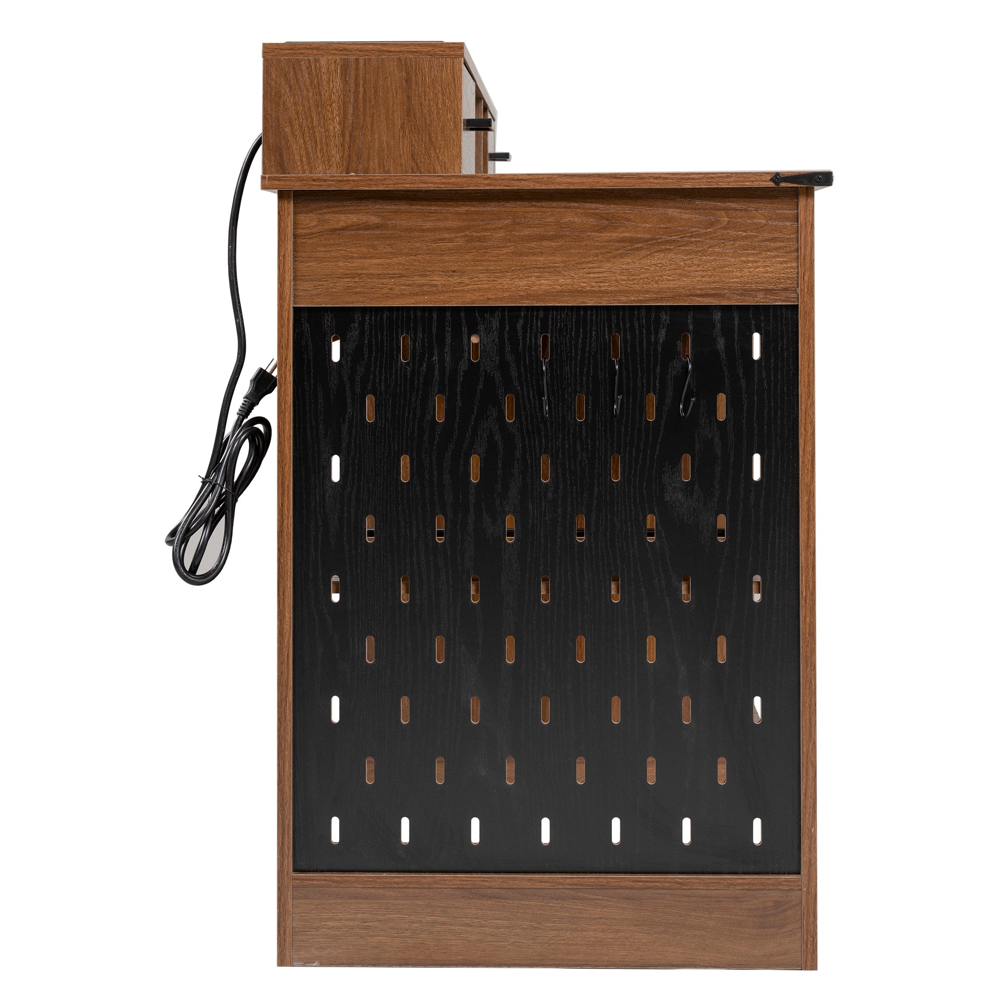 Kova 55" Farmhouse Office Desk with Storage Cabinet, Keyboard Tray and Charging Station