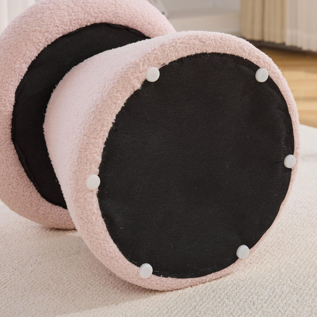 Moraine 16" Teddy Fabric Mushroom Ottoman Stool