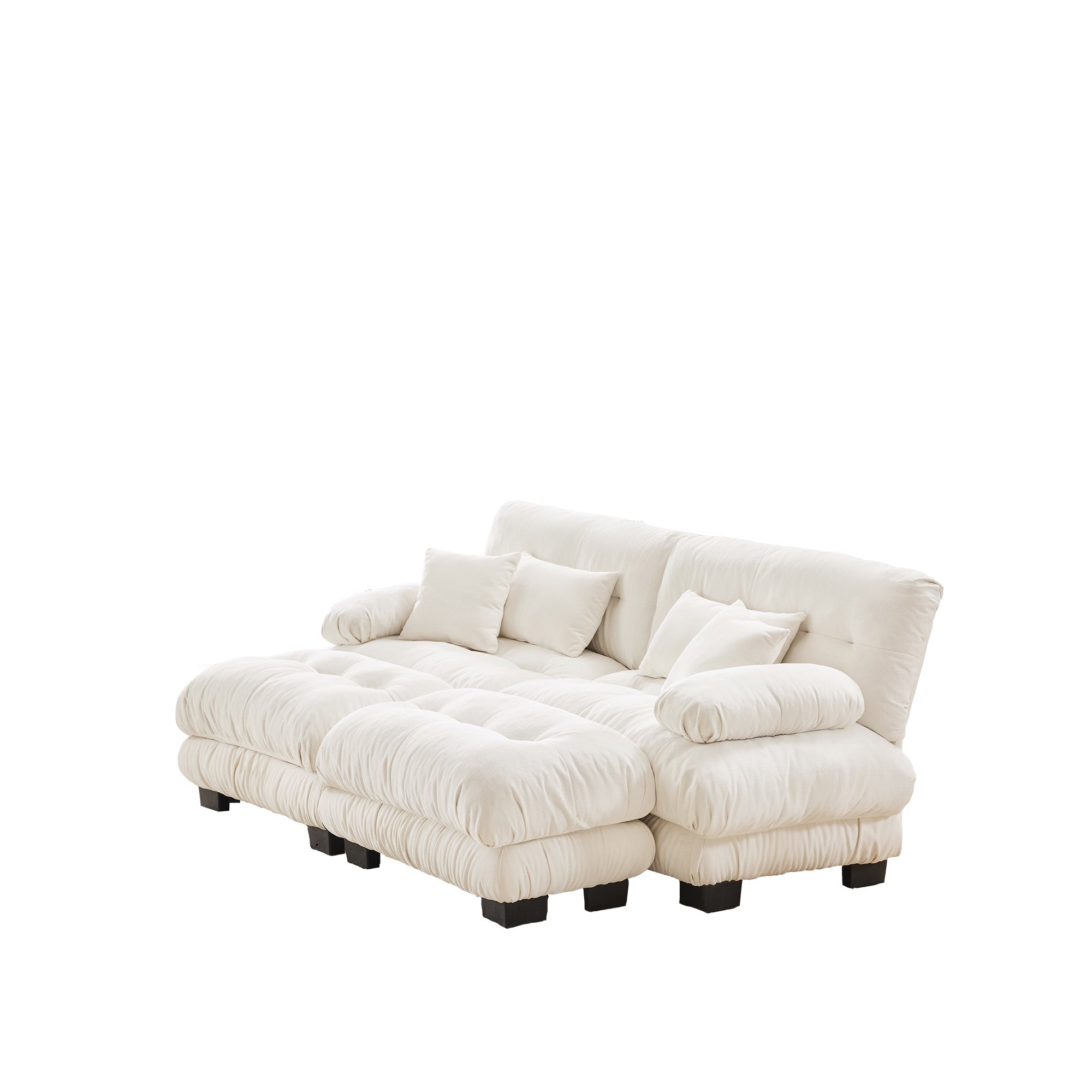 Monterey 94" Modular Chenille Cloud Sofa with 2 Ottomans and Bolstered Armrests