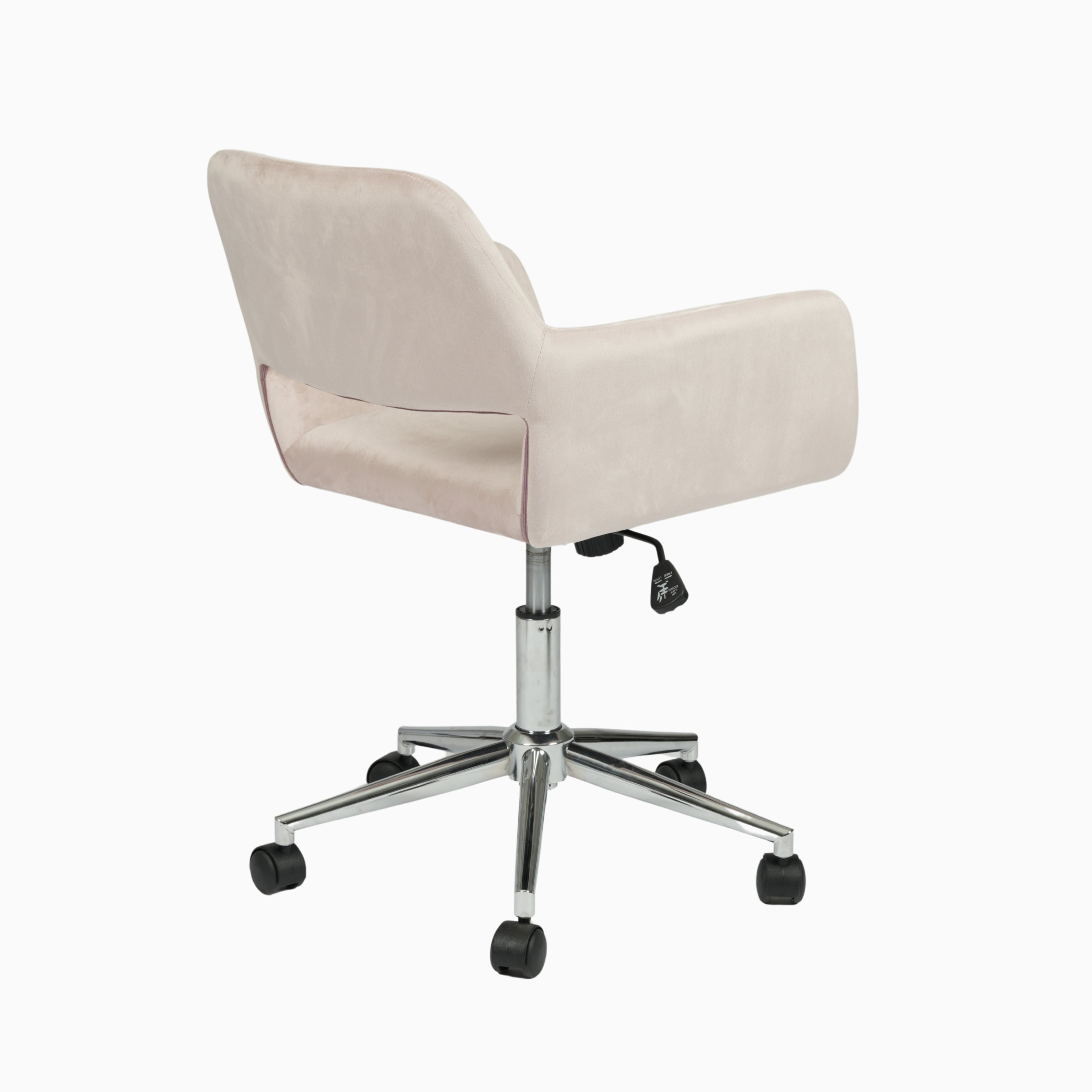 ROSS Velvet Swivel Desk Chair with Arms, Adjustable Height Task Chair on Wheels, Chrome Base, Blush Pink