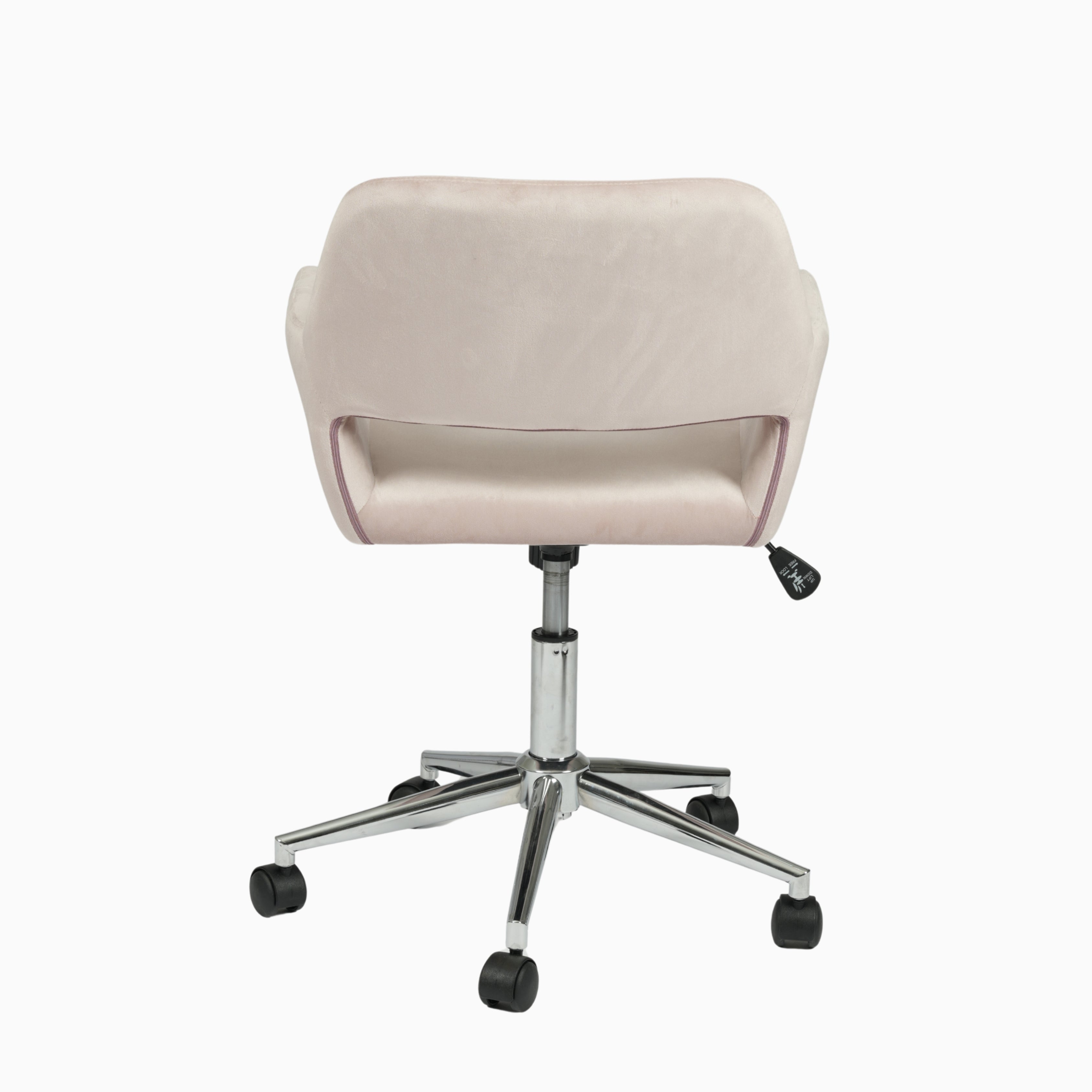 ROSS Velvet Swivel Desk Chair with Arms, Adjustable Height Task Chair on Wheels, Chrome Base, Blush Pink
