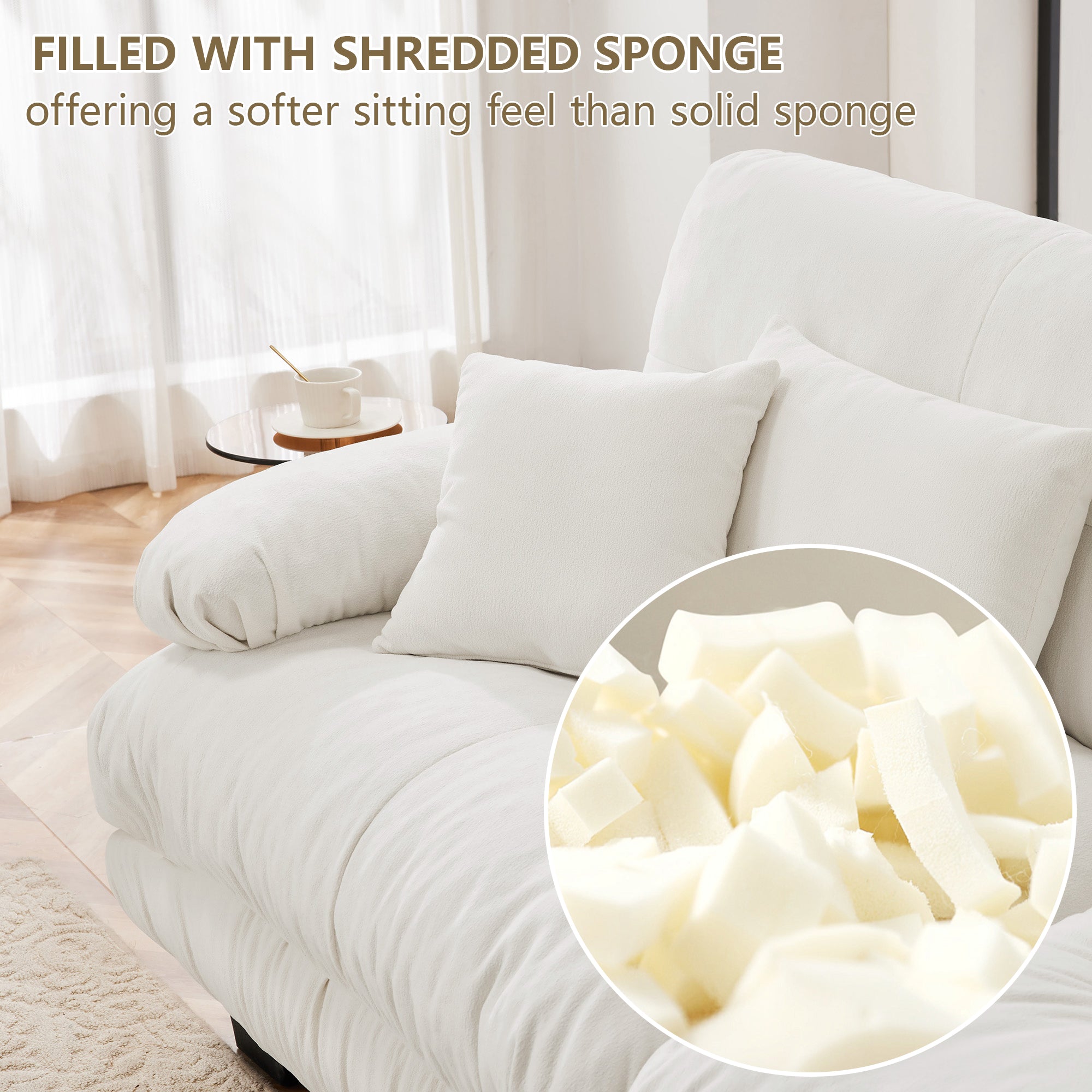 Monterey 94" 4-Seater Modular Cloud Sofa with Bolstered Armrests and Pillows