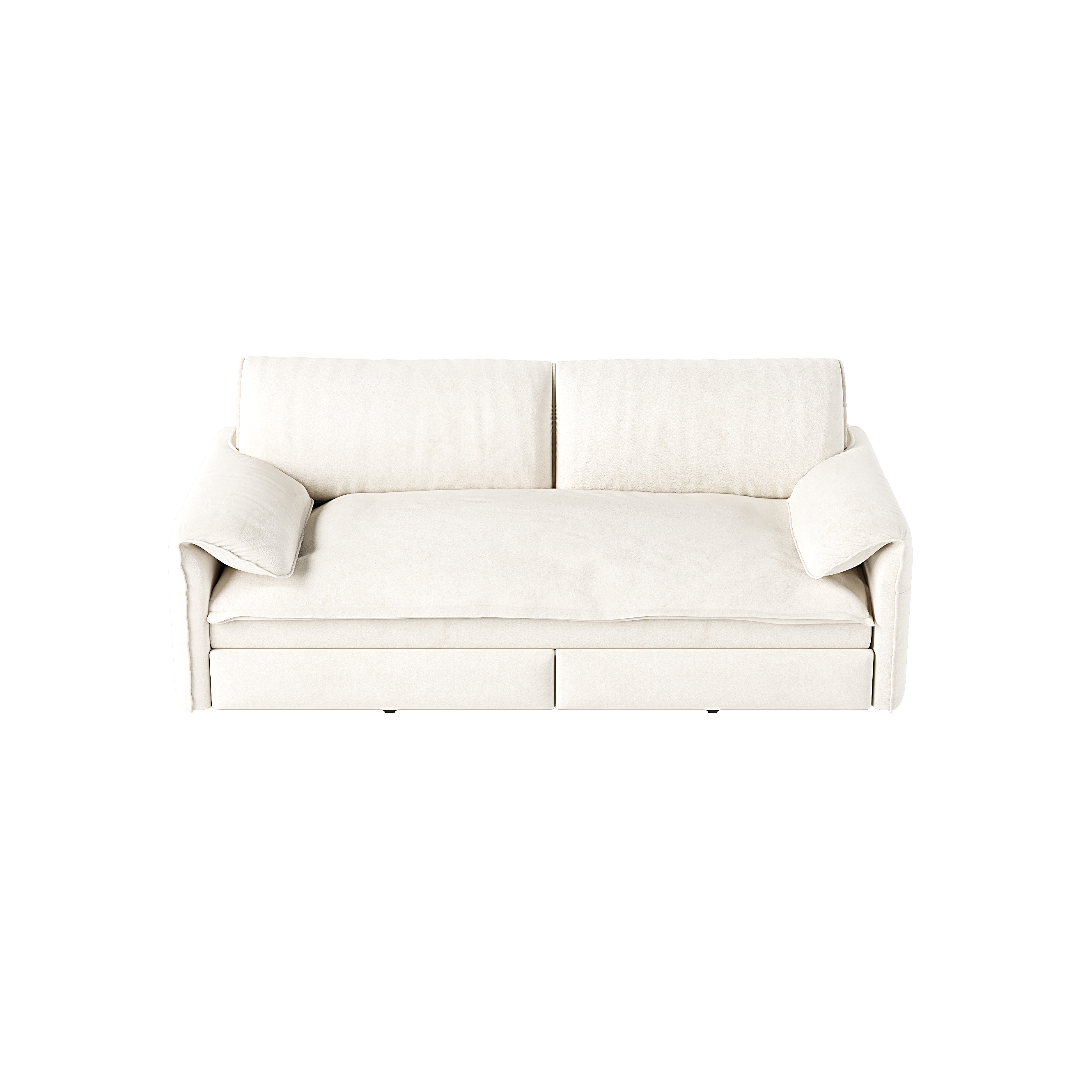 Freja 66" Velvet Convertible Sofa Bed with Pull-Out Sleeper and Side Storage, Beige