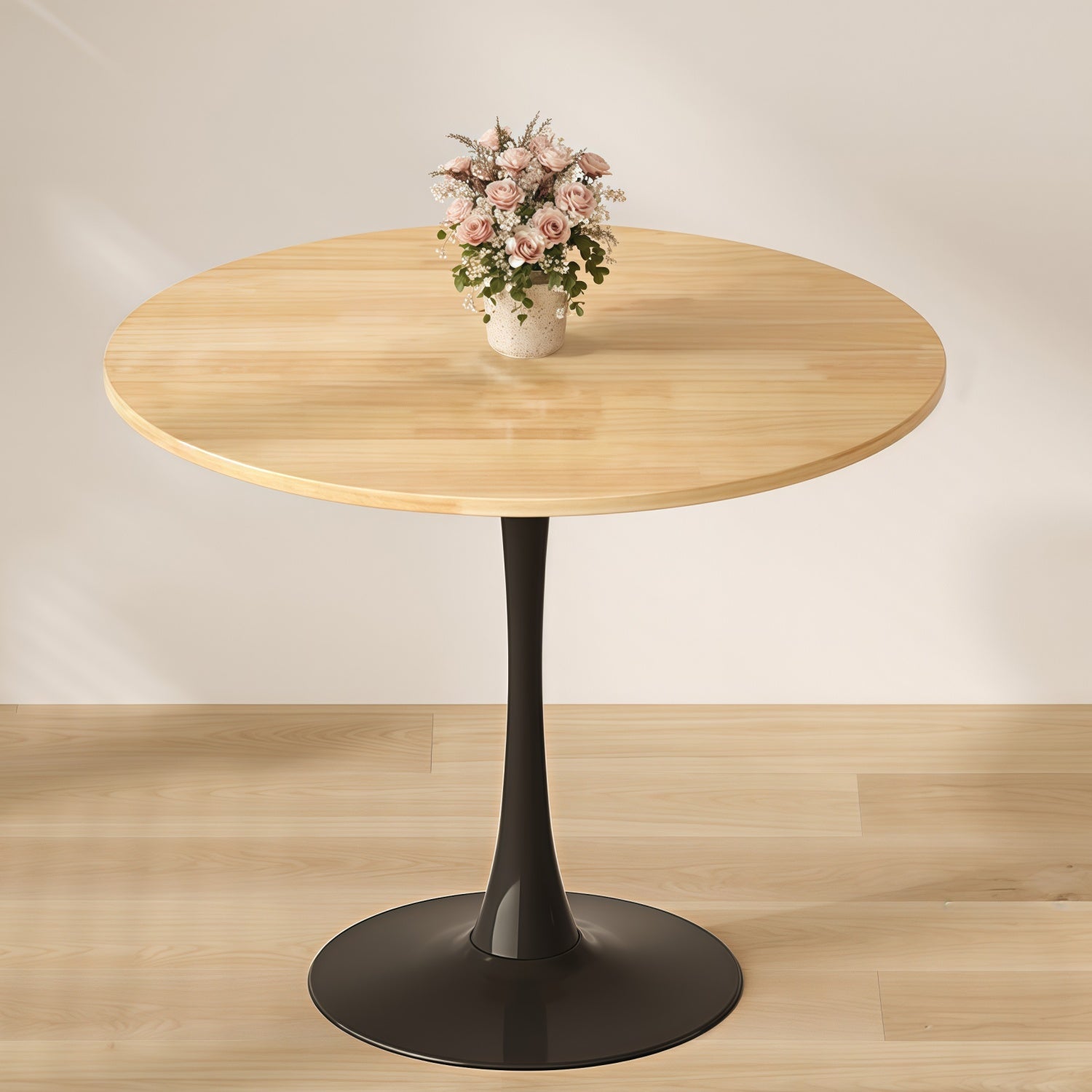 Homy Casa Luna 24" Mid Century Modern Round Dining Table with MDF Top and Steel Base