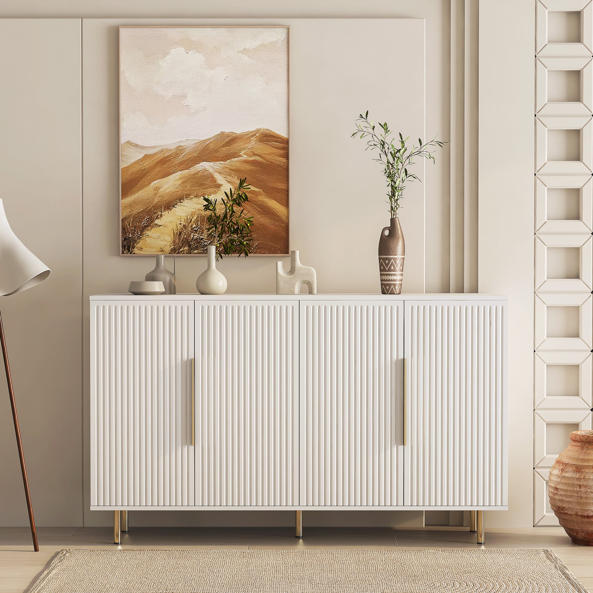 Jaipur 56" 4-Door Sideboard with Gold Handles