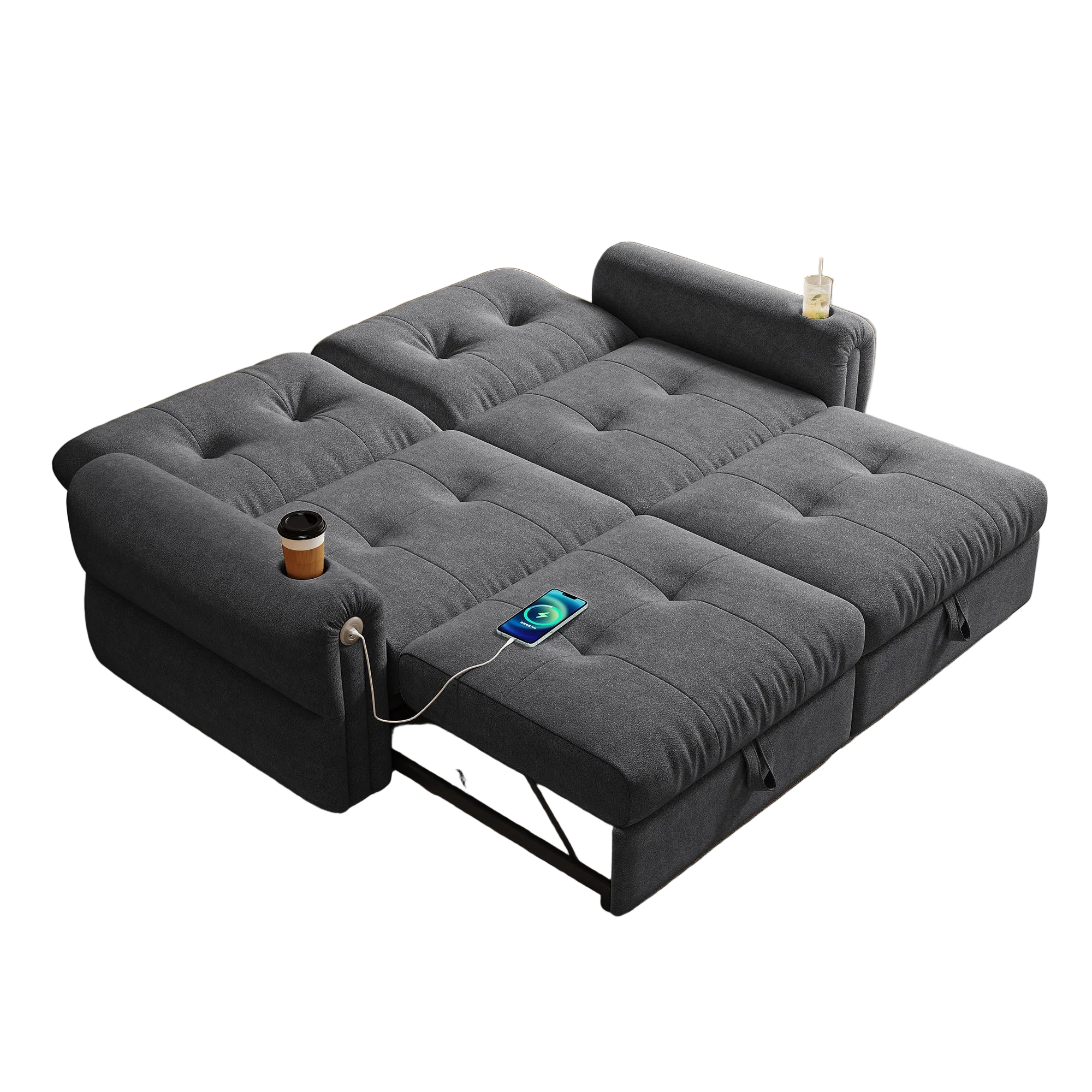 Somerset 77" Convertible Sofa Bed with Cup Holders and USB Charging