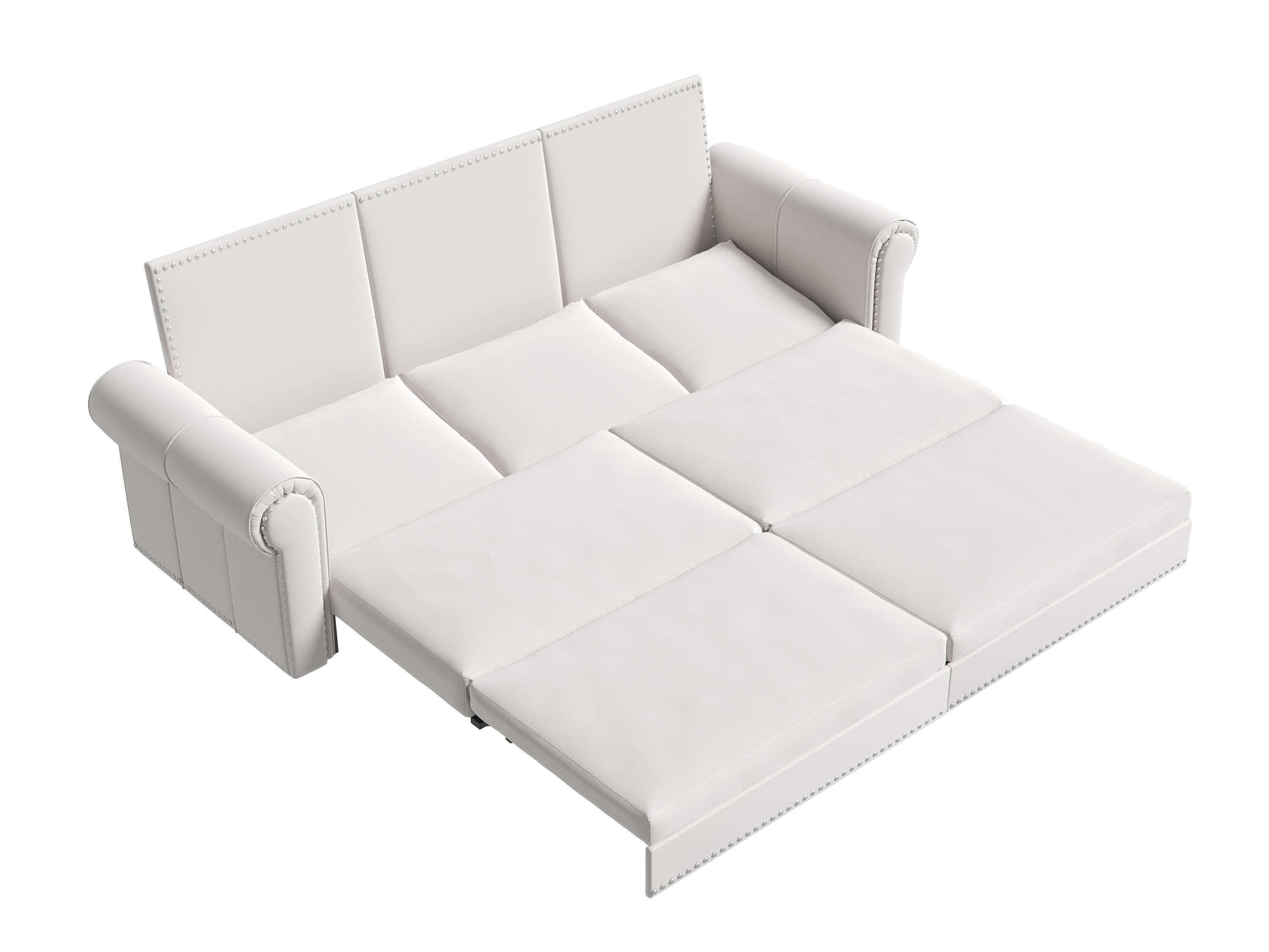 Chesterfield Sofa,93.7" King Pull Out Sofa Bed,3-in-1 Velvet Convertible Sleeper Sofa with Nailhead Trim & Rolled Arm,Multi-Functional Sofa Bed for Living Room,Bedroom,Beige/White(old sku:W1885S00036)