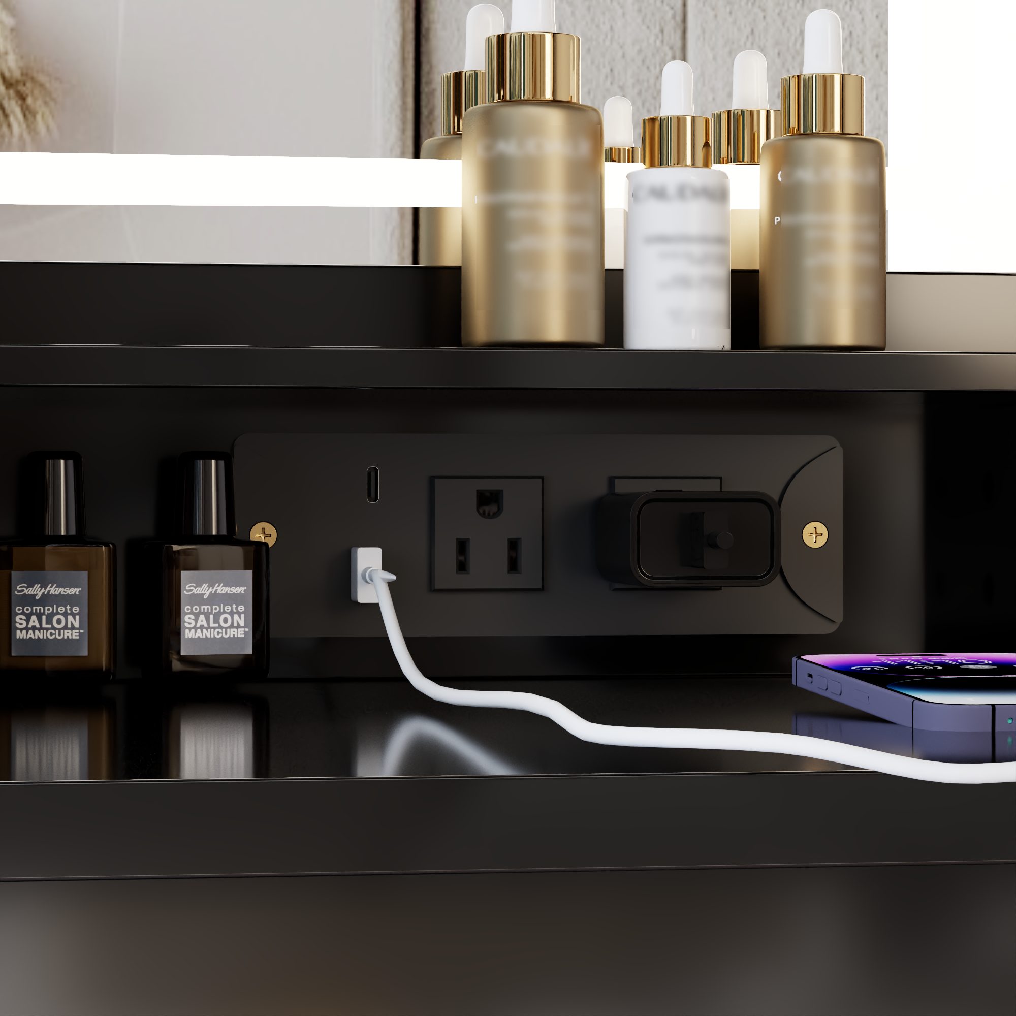 Aarhus 41" Vanity Set with LED Mirror,USB Power Station