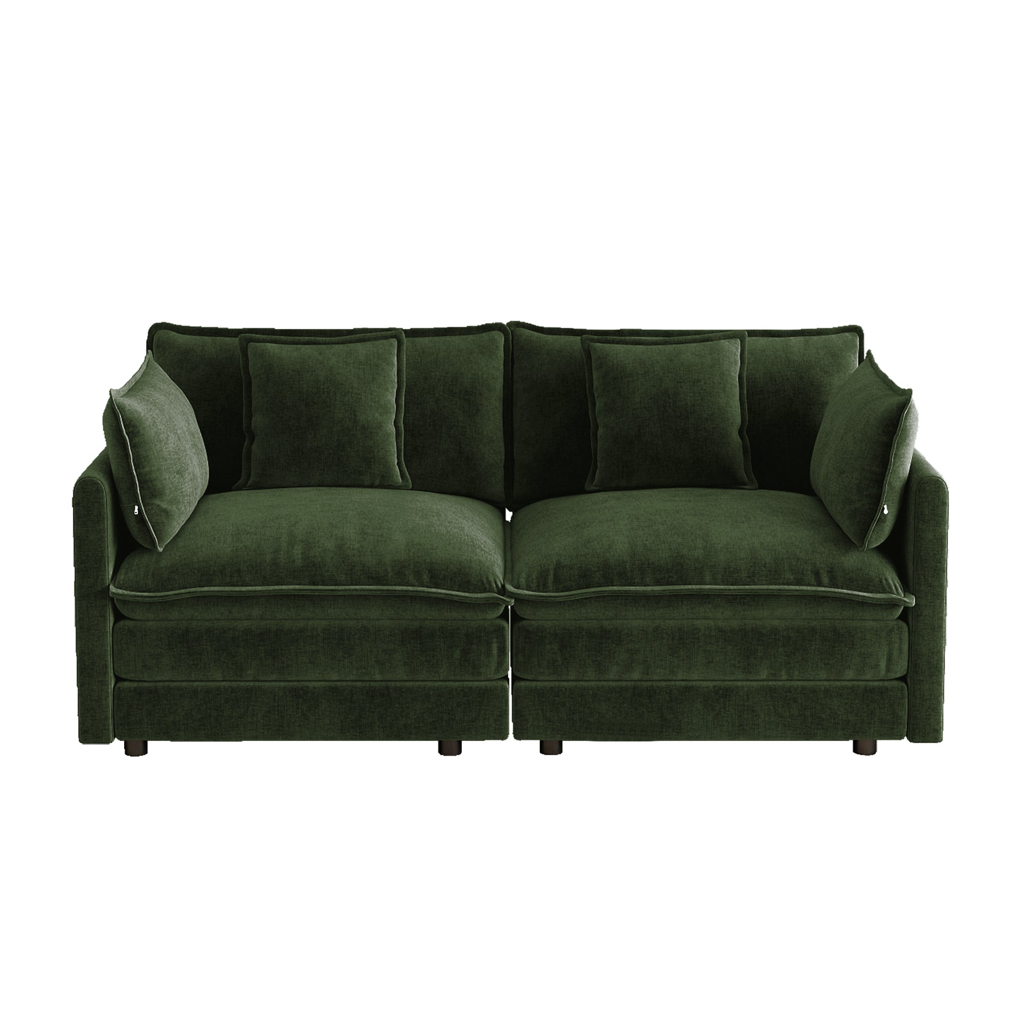 Princeton 71" Modern Modular Chenille Loveseat Sofa with Pillows