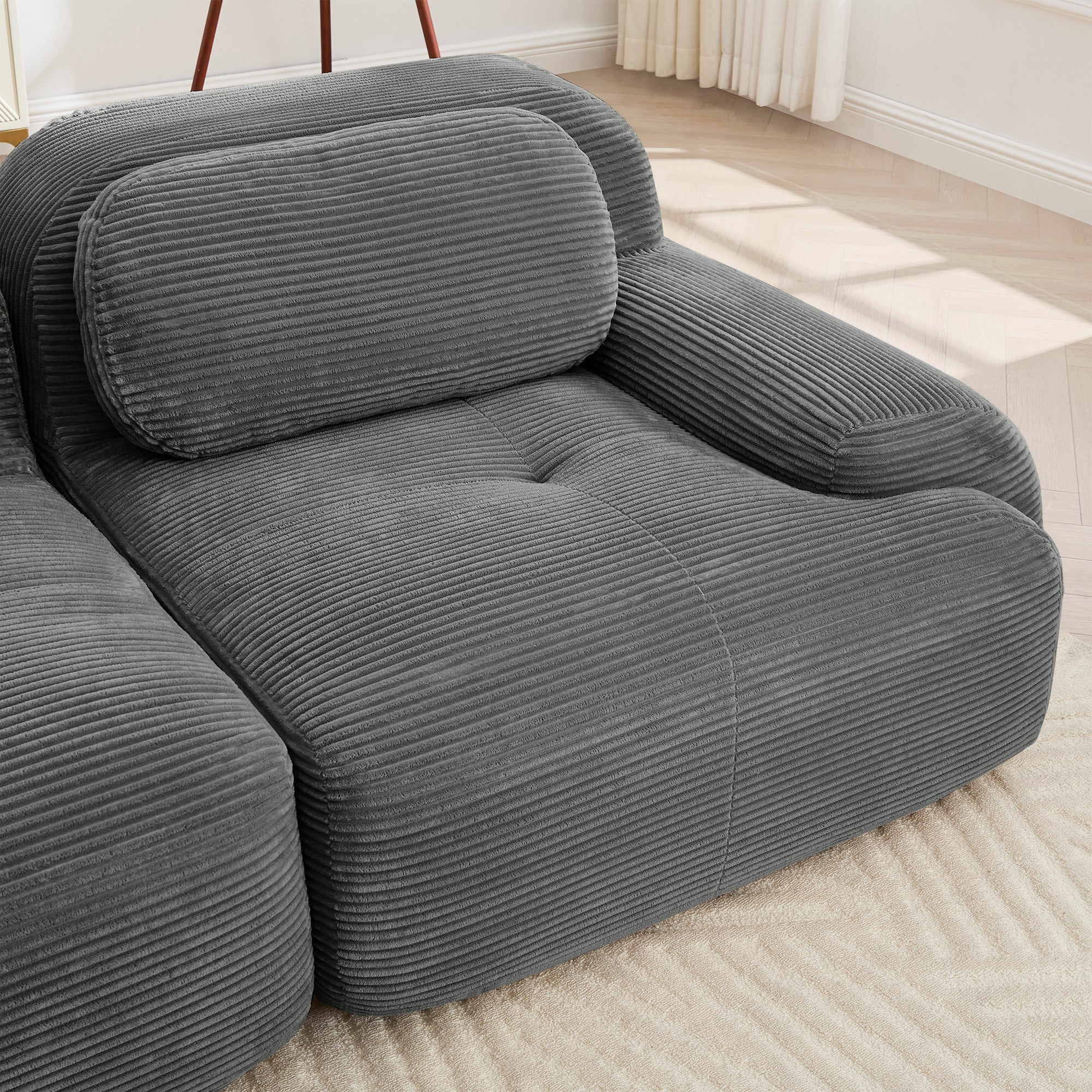 Anchorage 116" Modular Corduroy Cloud L-Shaped Sectional Sofa with Ottoman