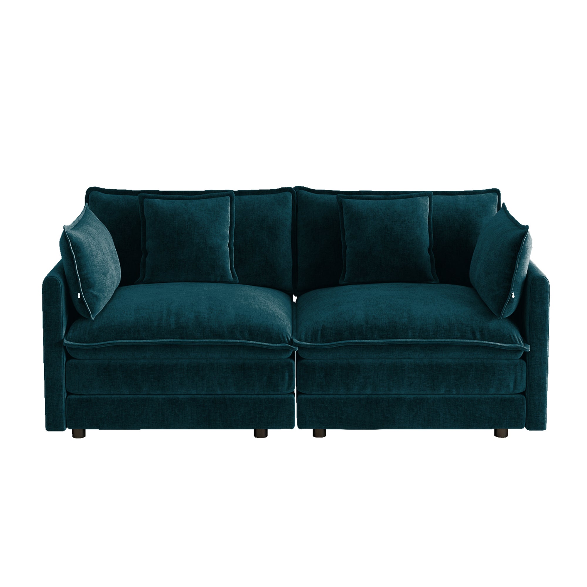 Princeton 71" Modern Modular Chenille Loveseat Sofa with Pillows