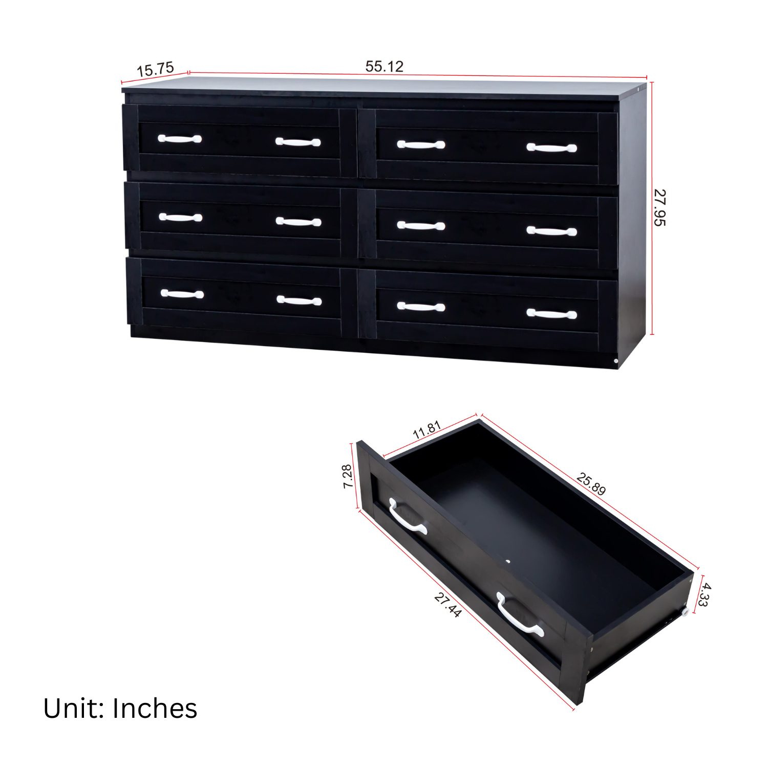 Obsidian 6-Drawer Storage Cabinet, Black