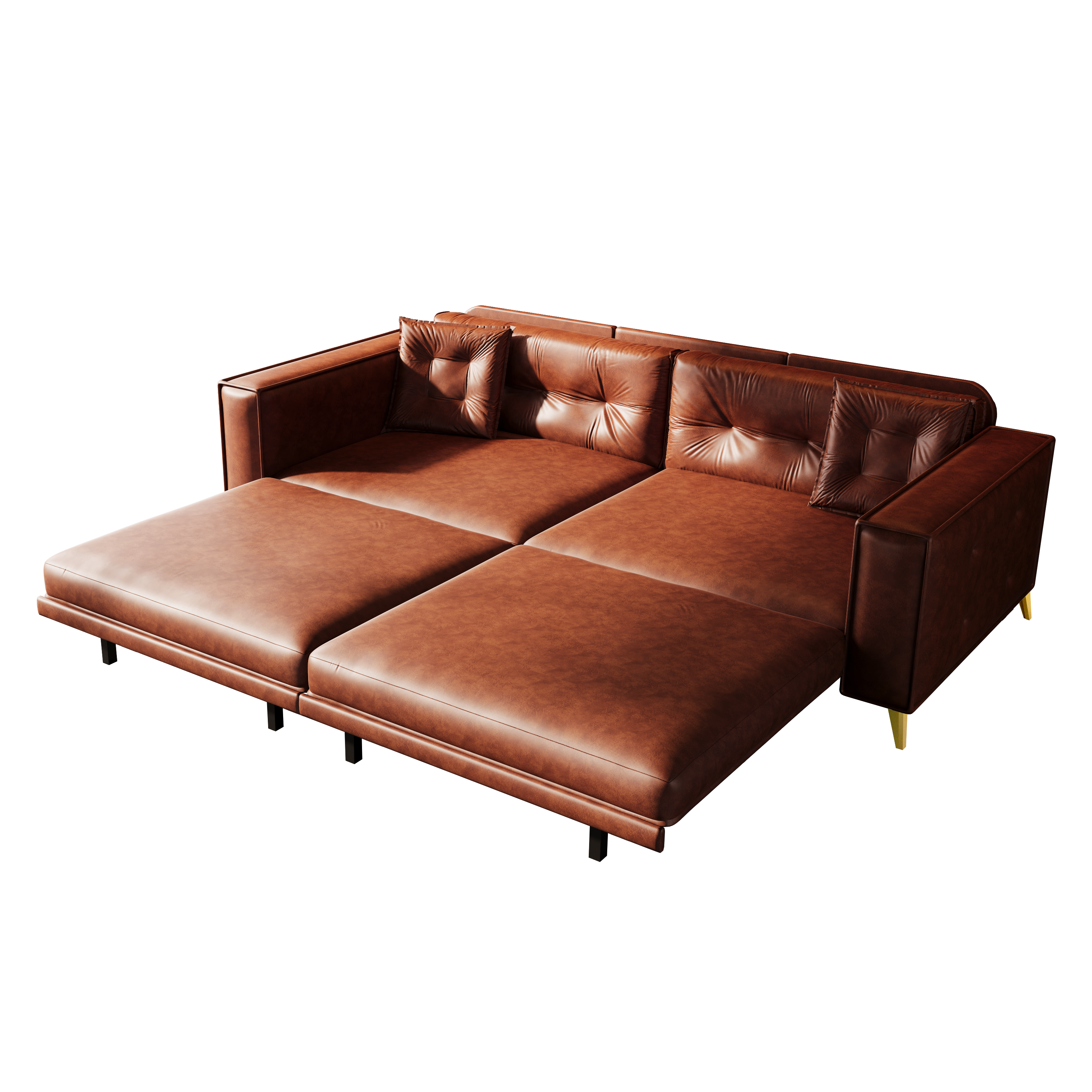 Lexington 92" Faux Leather 4-Seater Sleeper Sofa Bed with Ultra Wide Armrests and Pillows