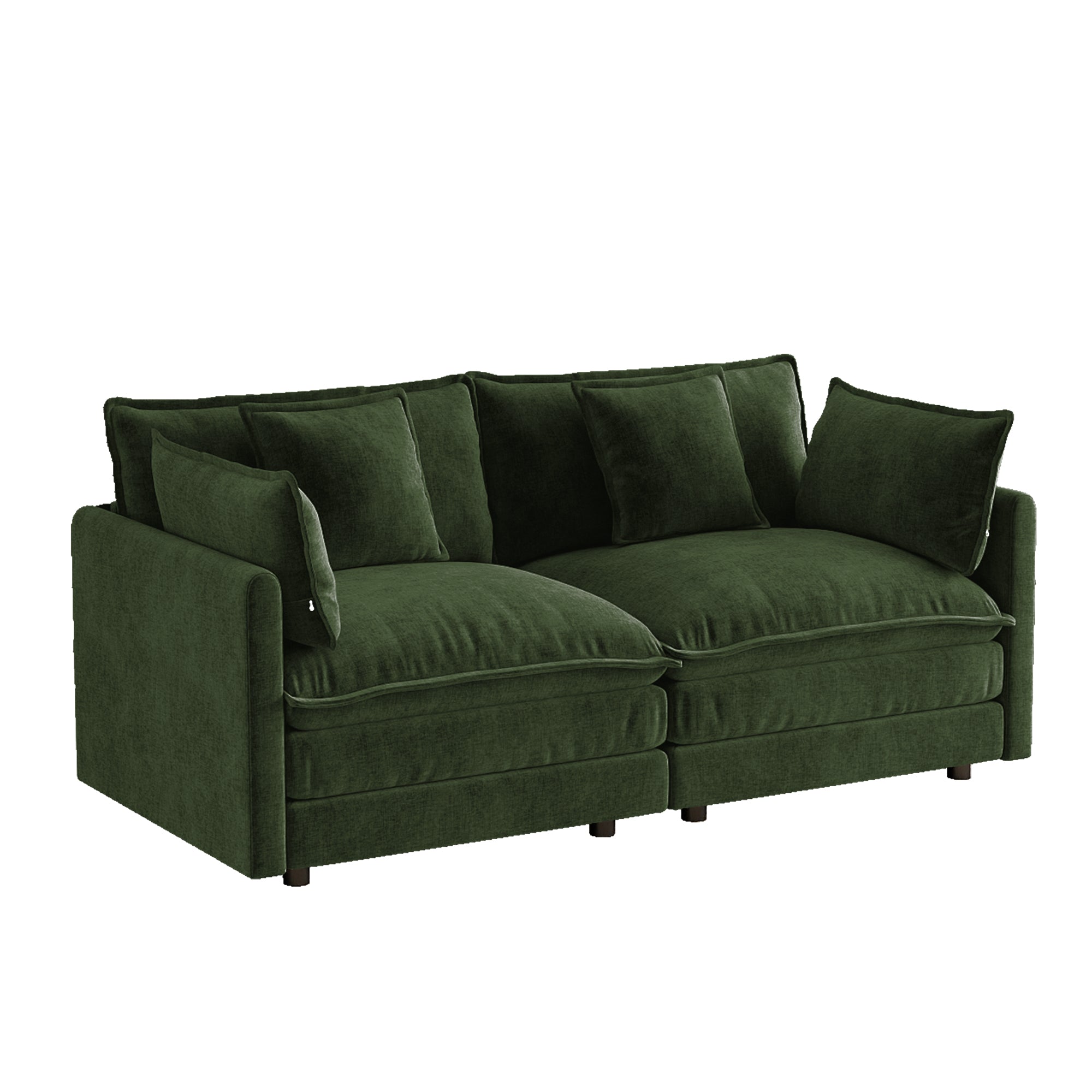 Princeton 71" Modern Modular Chenille Loveseat Sofa with Pillows