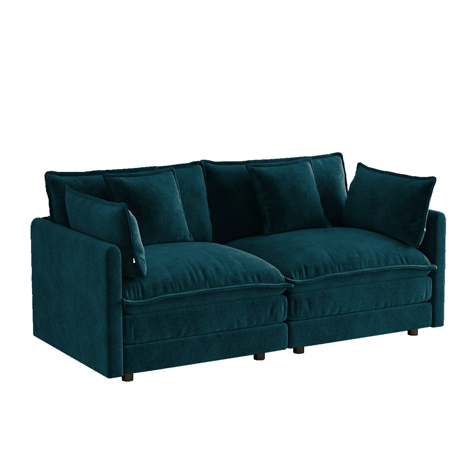 Princeton 71" Modern Modular Chenille Loveseat Sofa with Pillows