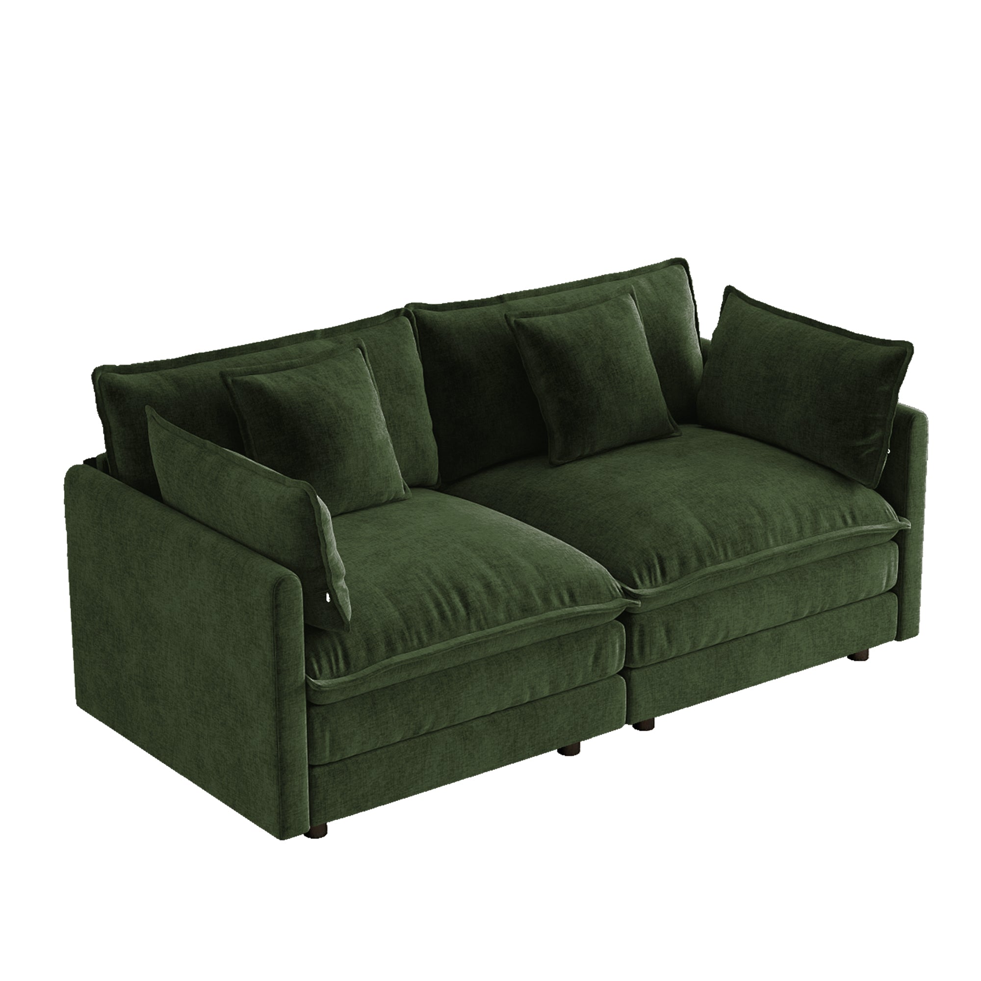 Princeton 71" Modern Modular Chenille Loveseat Sofa with Pillows