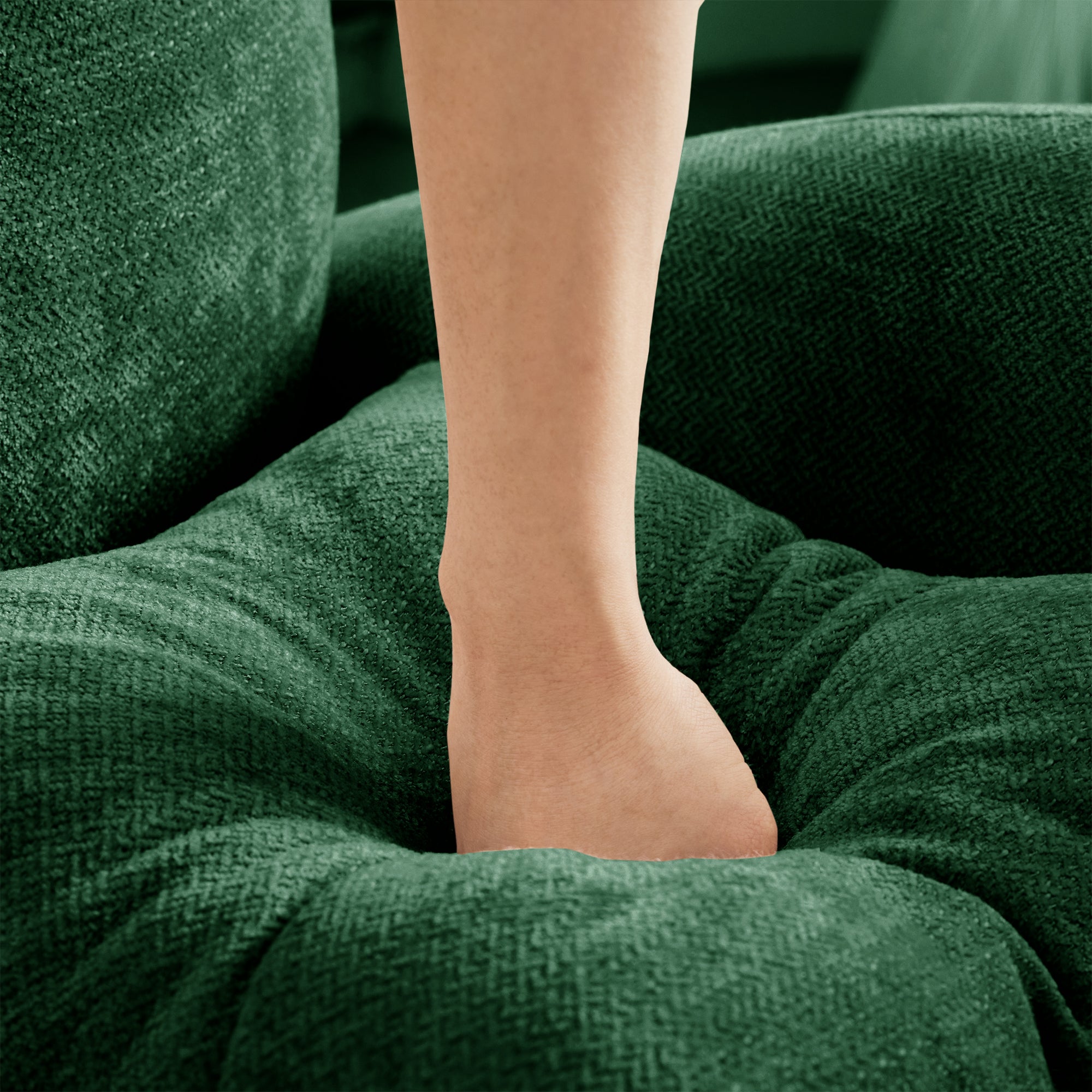 Roselyn 140" Modular Chenille Cloud L-Shaped Sectional Sofa with Ottoman and Tufted Cushion Backrest