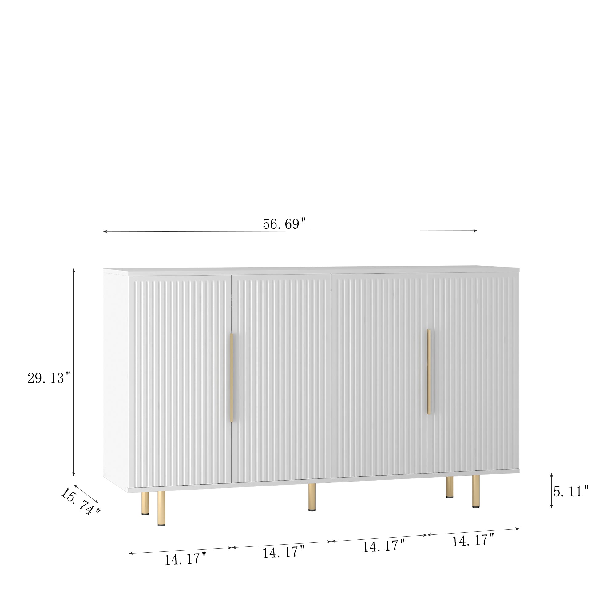 Jaipur 56" 4-Door Sideboard with Gold Handles