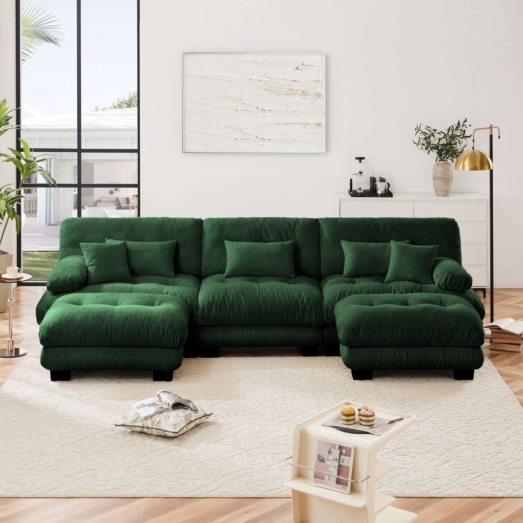 Monterey 134" Modular Chenille U-Shaped Cloud Sectional Sofa with 2 Ottomans