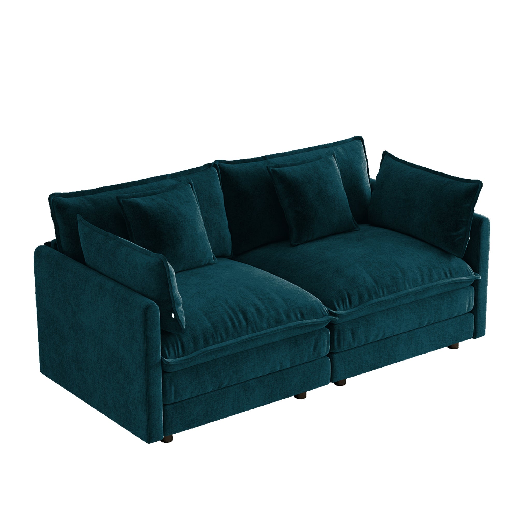 Princeton 71" Modern Modular Chenille Loveseat Sofa with Pillows