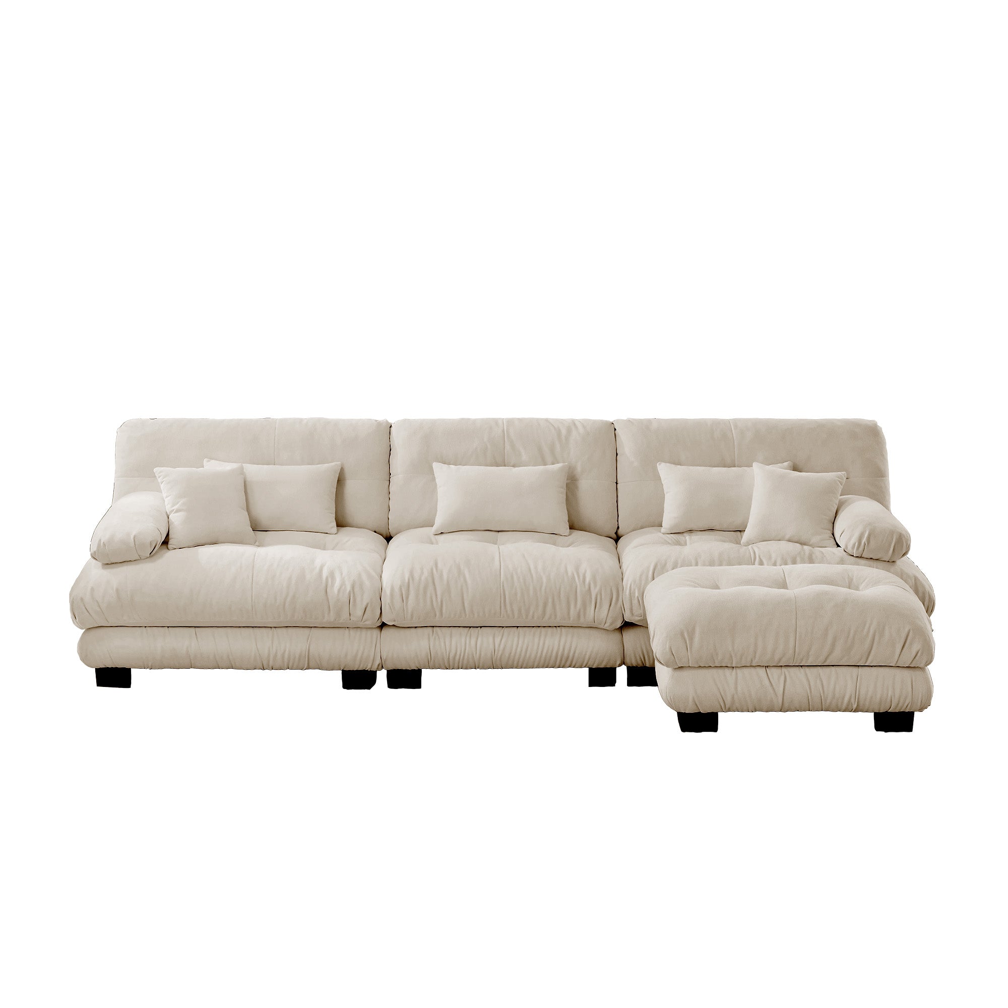 Monterey 134" Modular Chenille Cloud L-Shaped Sectional Sofa with Convertible Ottoman