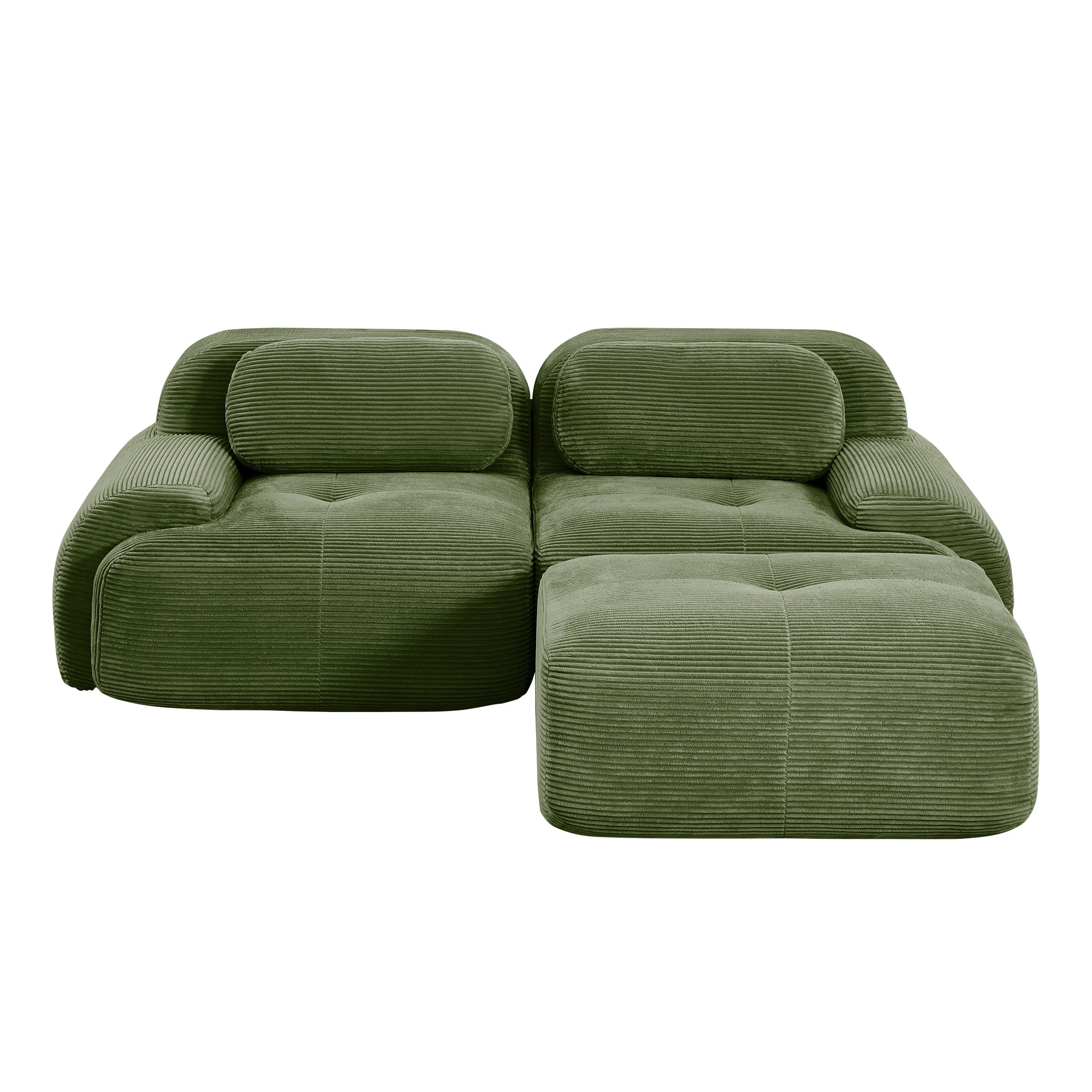 Anchorage 80" L-Shaped Modular Corduroy Cloud Sofa with Ottoman