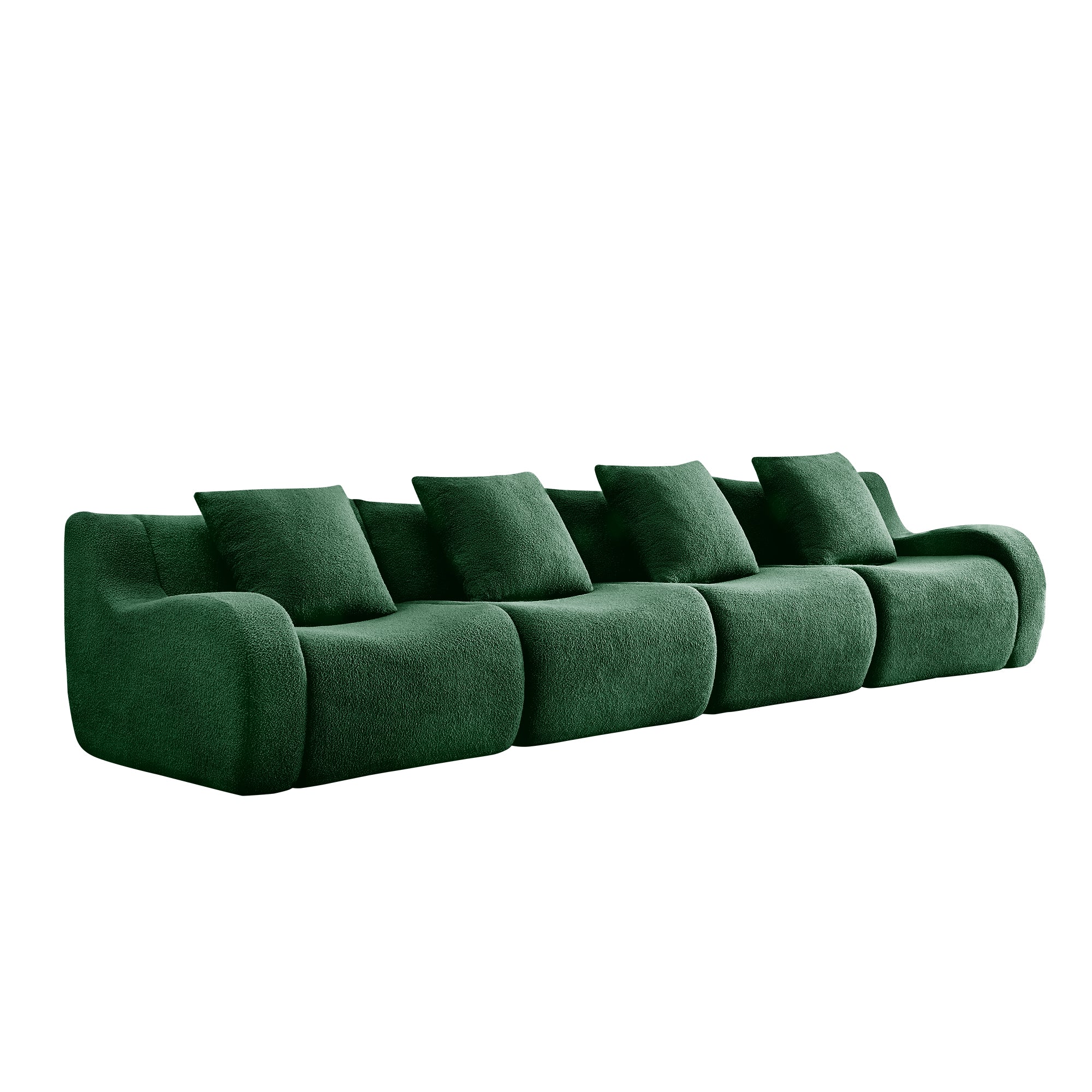 Chico 146" Modular Teddy Fabric 4-Seater Sofa with Curved Armrests