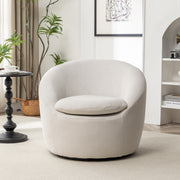 Homy Casa Eloa 29.5" Modern Beige Teddy Fabric Swivel Barrel Chair