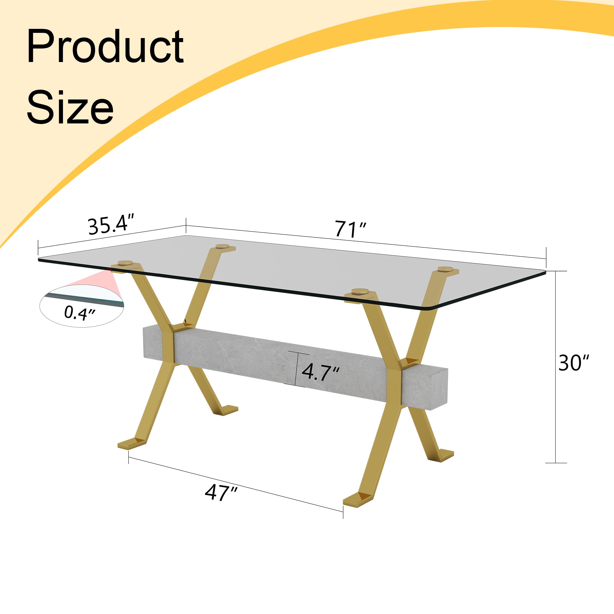 Nile 71inch Tempered Glass Dining Table