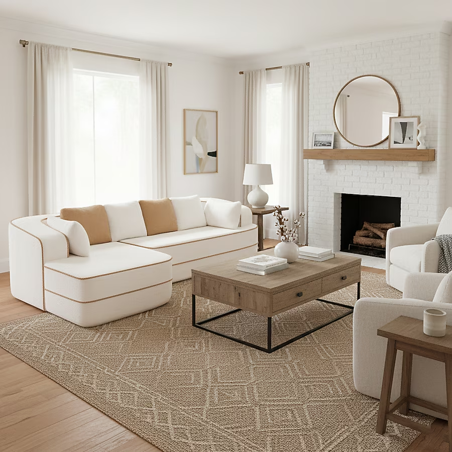 Gilbert 106" Teddy Fabric Modular Sectional Sofa with Left L-Shaped Chaise