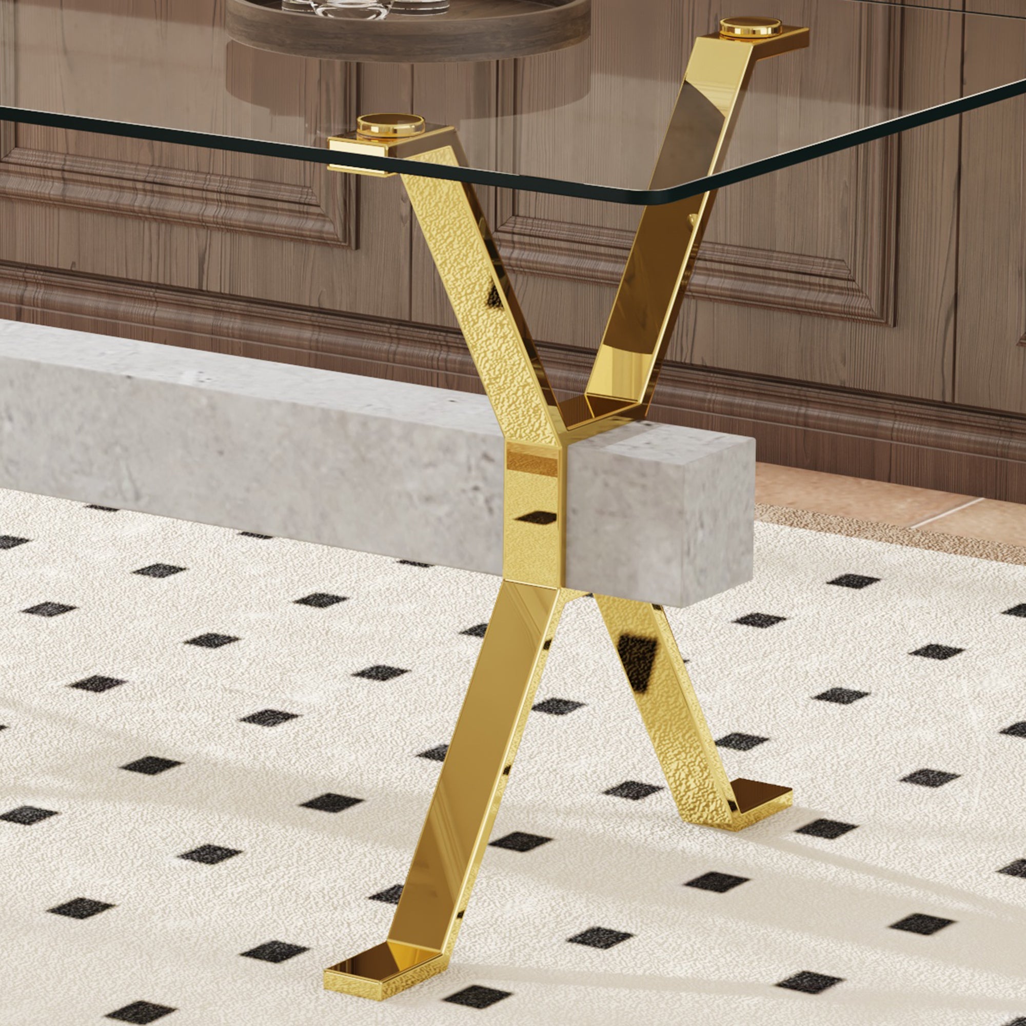 Nile 71inch Tempered Glass Dining Table