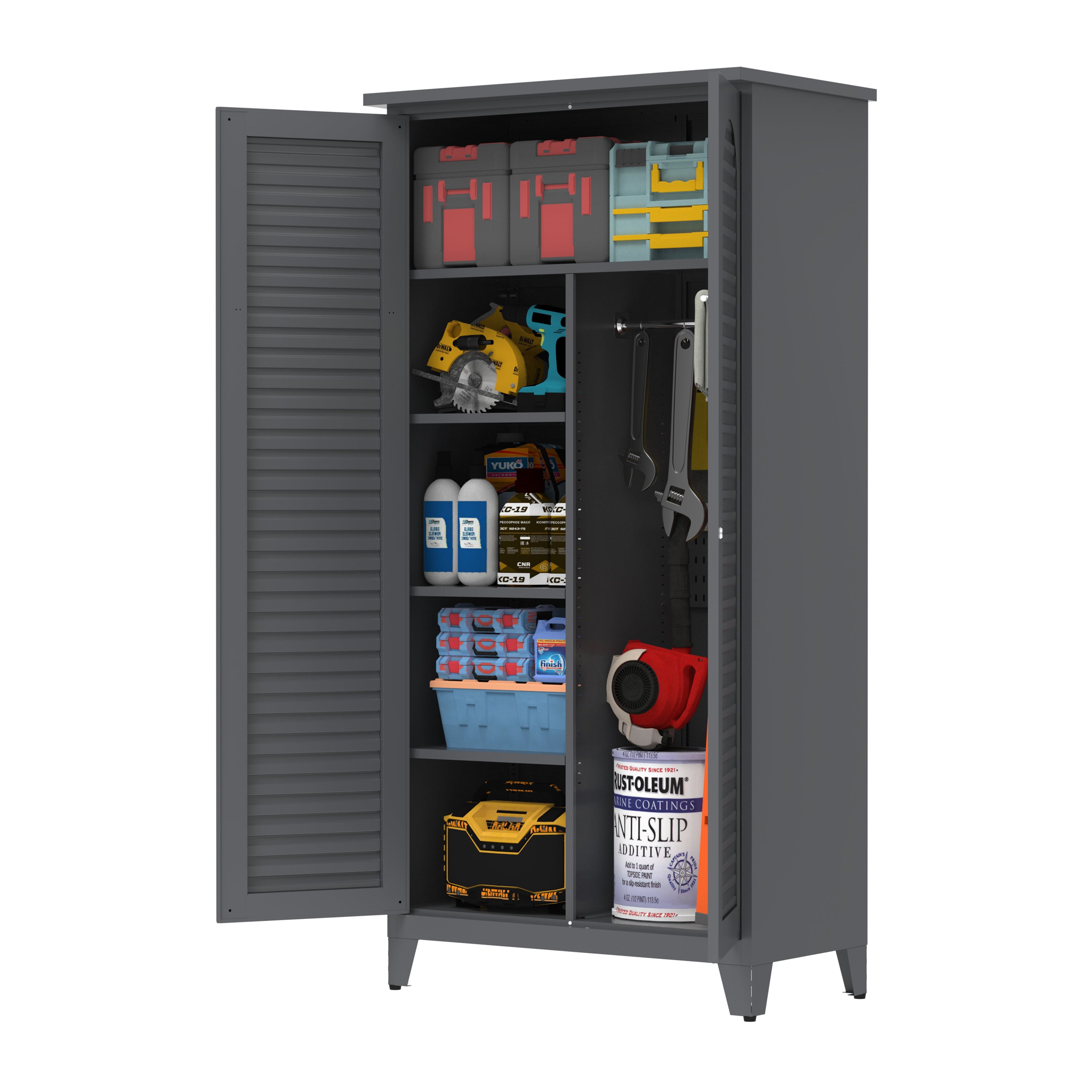 Linz 73" Lockable Metal Storage Cabinet with Adjustable Shelves