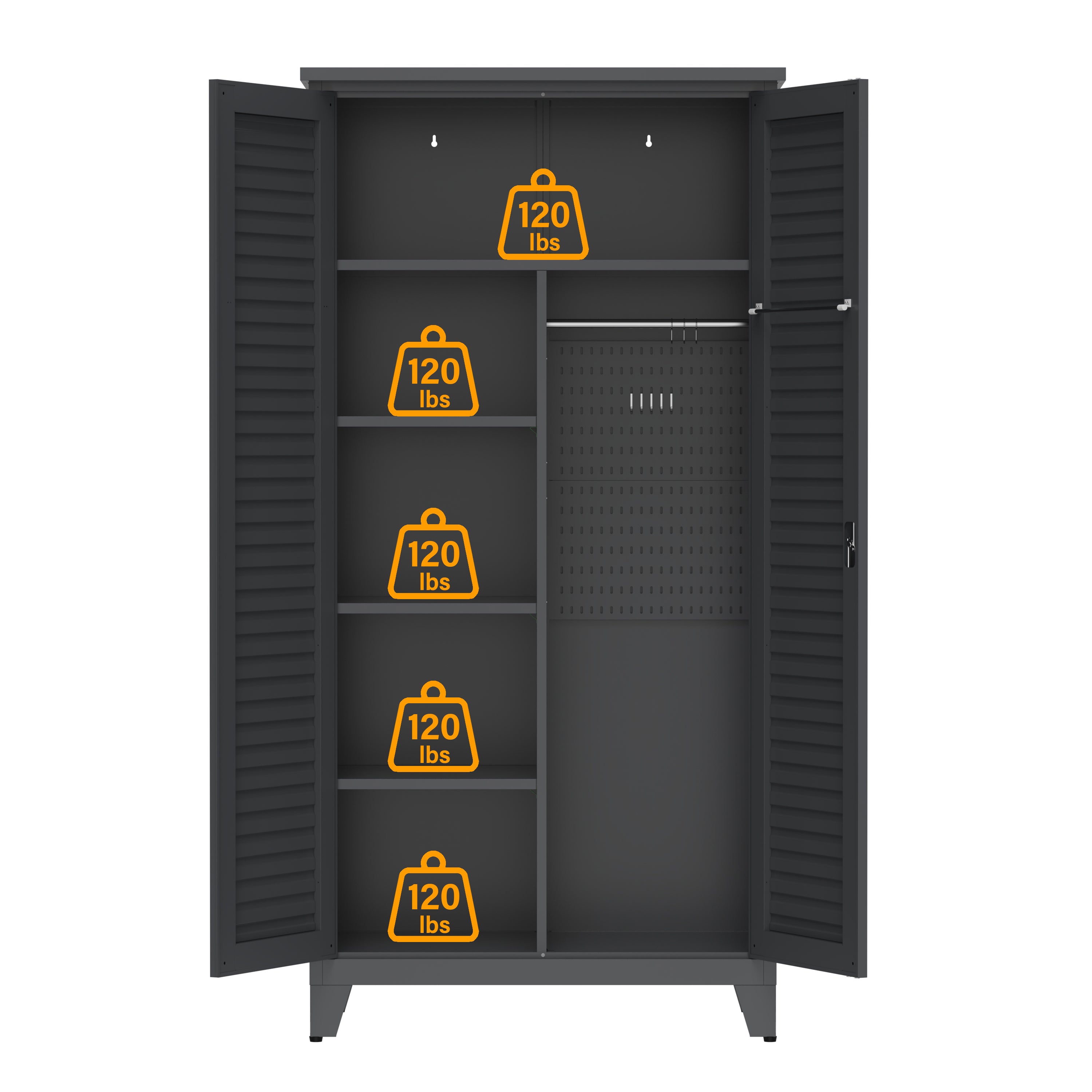 Linz 73" Lockable Metal Storage Cabinet with Adjustable Shelves
