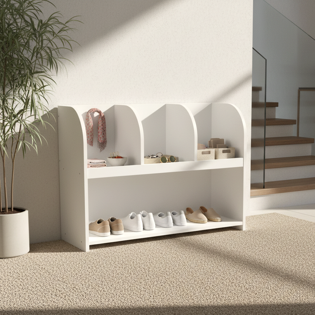 Nookie Modern Wood 4-Compartment Bookcase, White