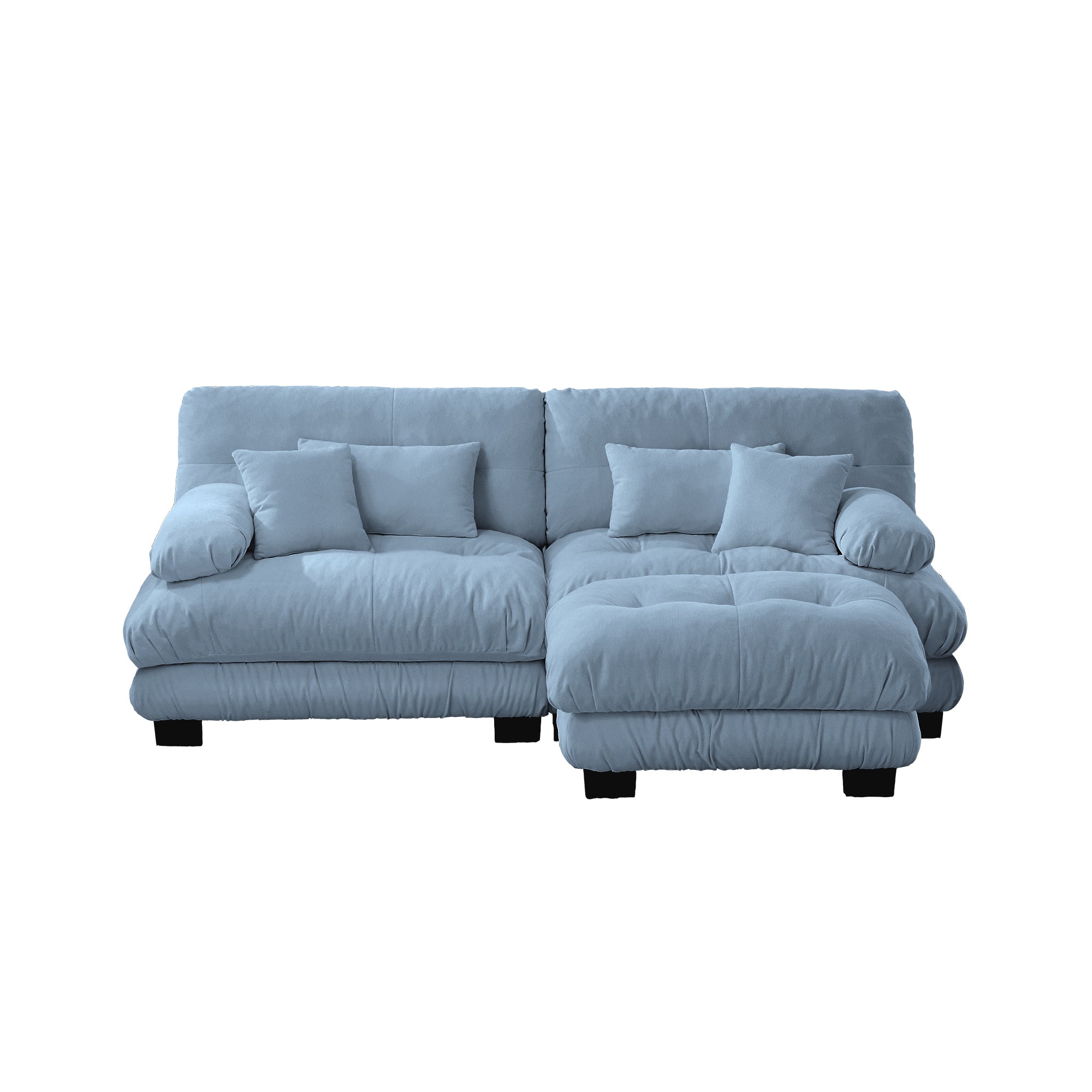 Monterey 94" 3 Piece L Shaped Modular Sofa Set, Velvet Deep Seat 5-Seater Sofa with Ottoman