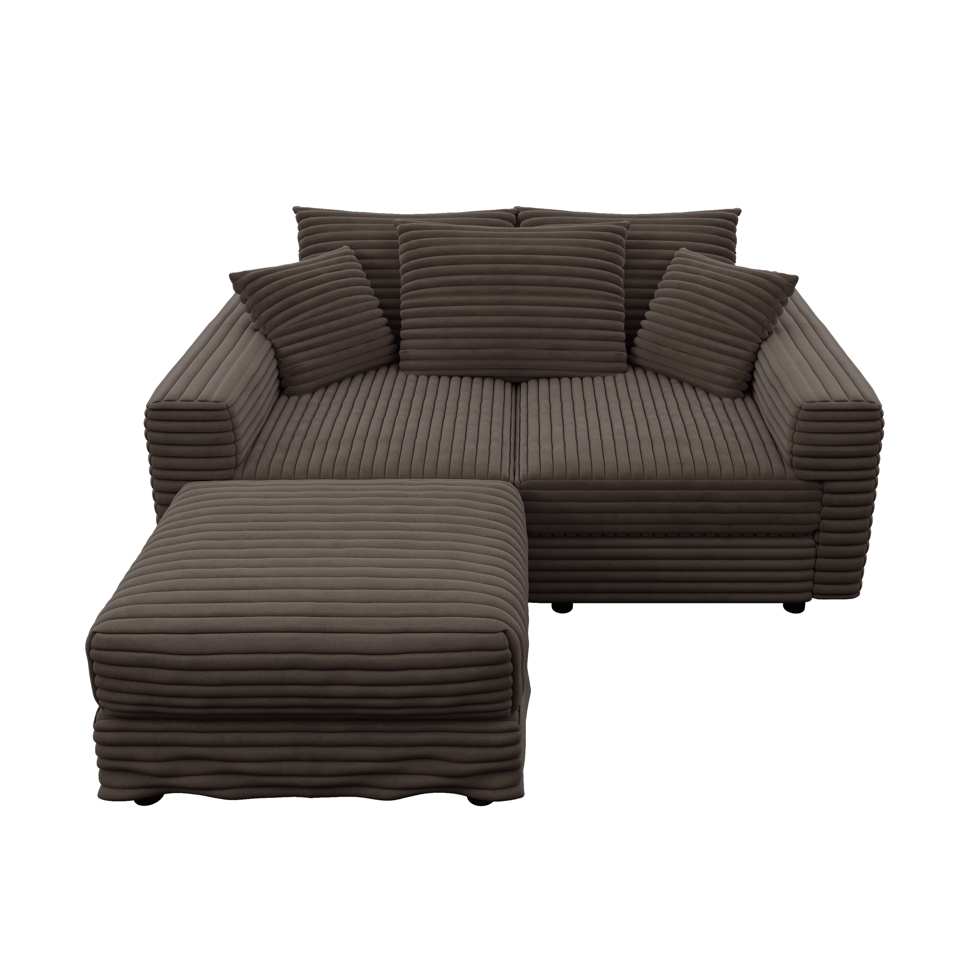 Norwalk 83" Modular Plush Corduroy L-Shaped Sectional Sofa with Movable Ottoman