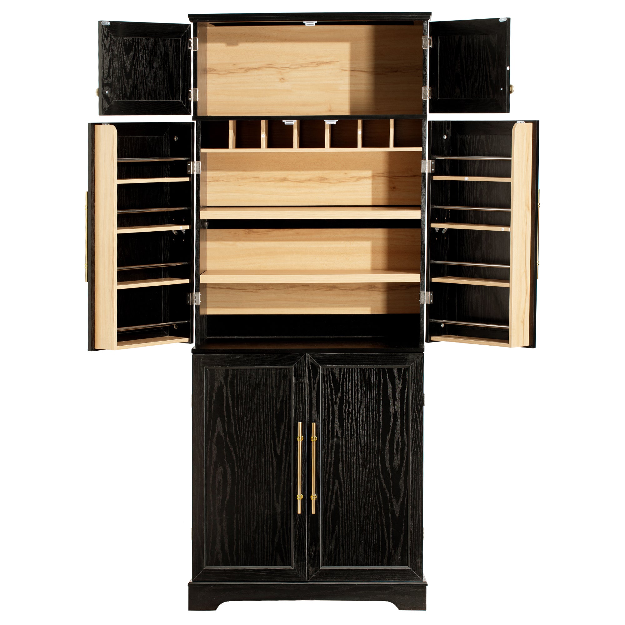 Bristol 78.2" Farmhouse Ash-Black Kitchen Pantry Cabinet with Adjustable Shelves