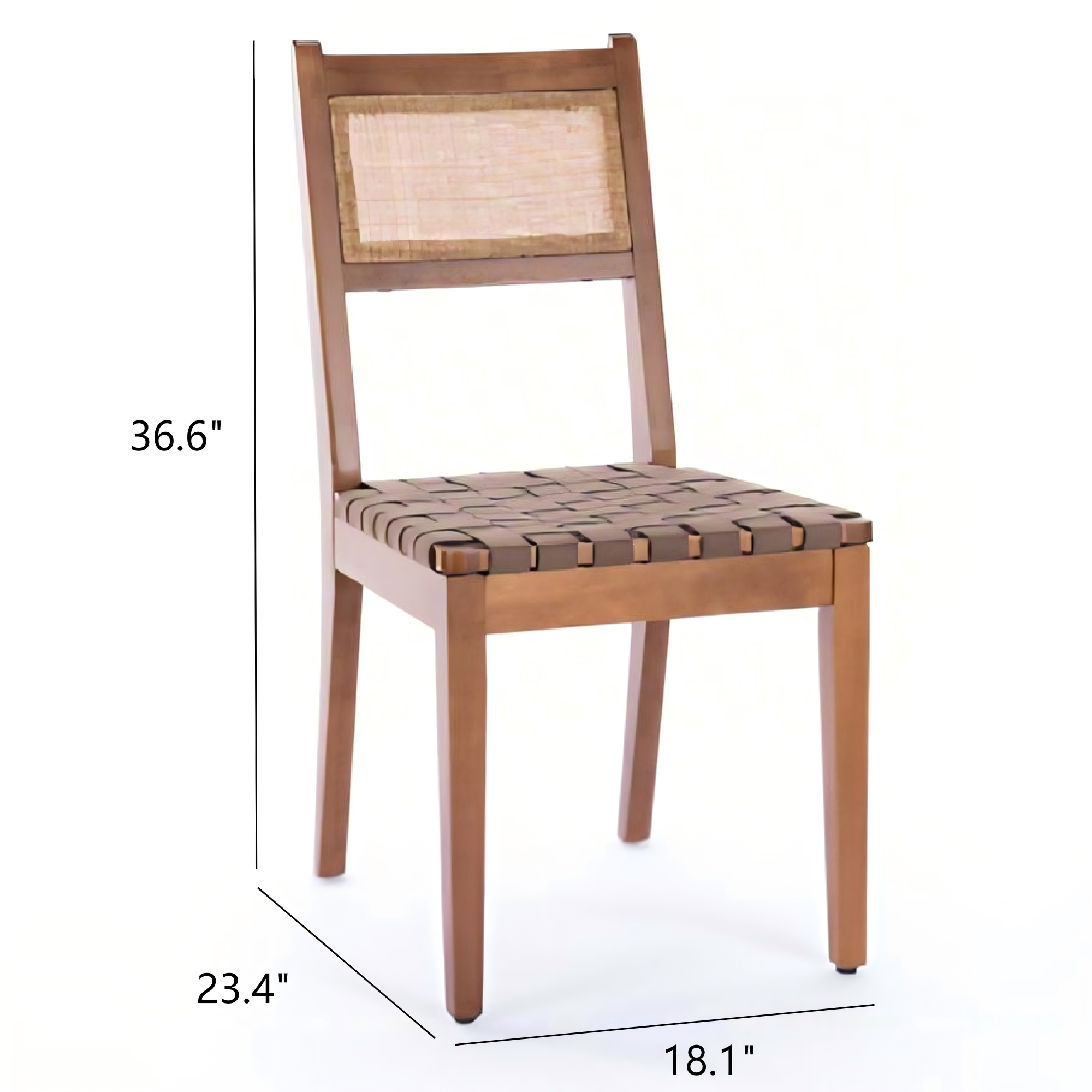 Tagus Modern Rattan Leather Woven Strips Dining Chair Set of 2