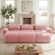 Durham 115" Modular Corduroy Plush 3-Seater Sofa with High-Density Sponge and Movable Ottomans